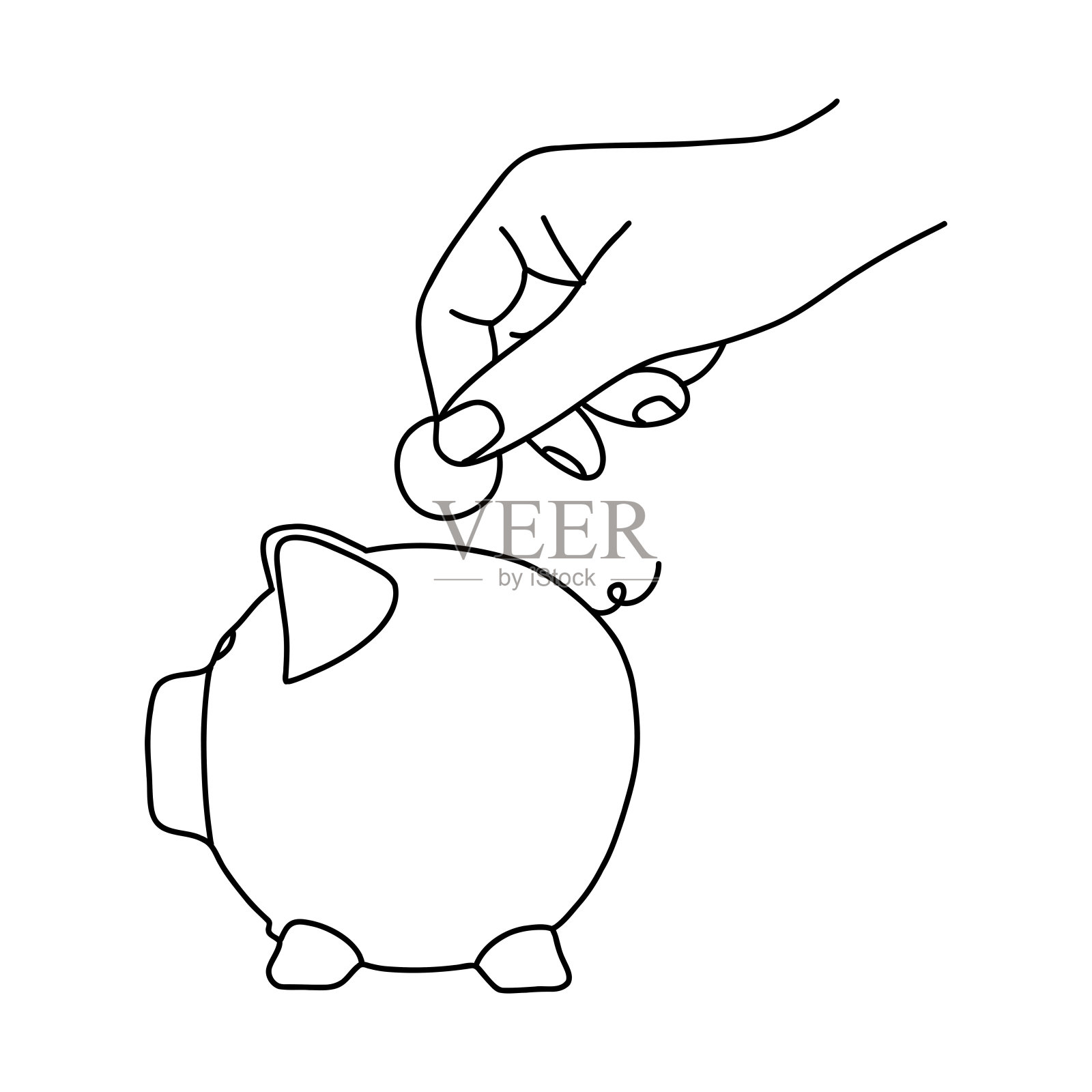 省钱涂鸦图标。手绘符号矢量插画图片素材