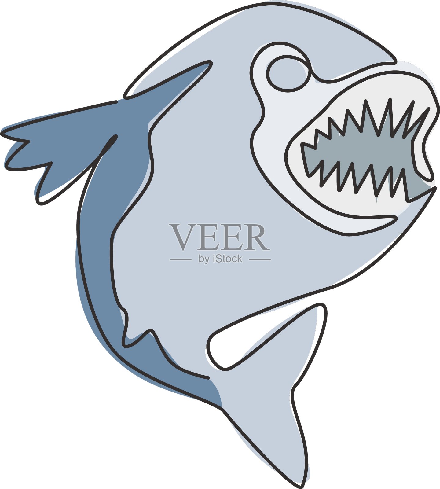 一条愤怒的食人鱼作为标志设计元素图片