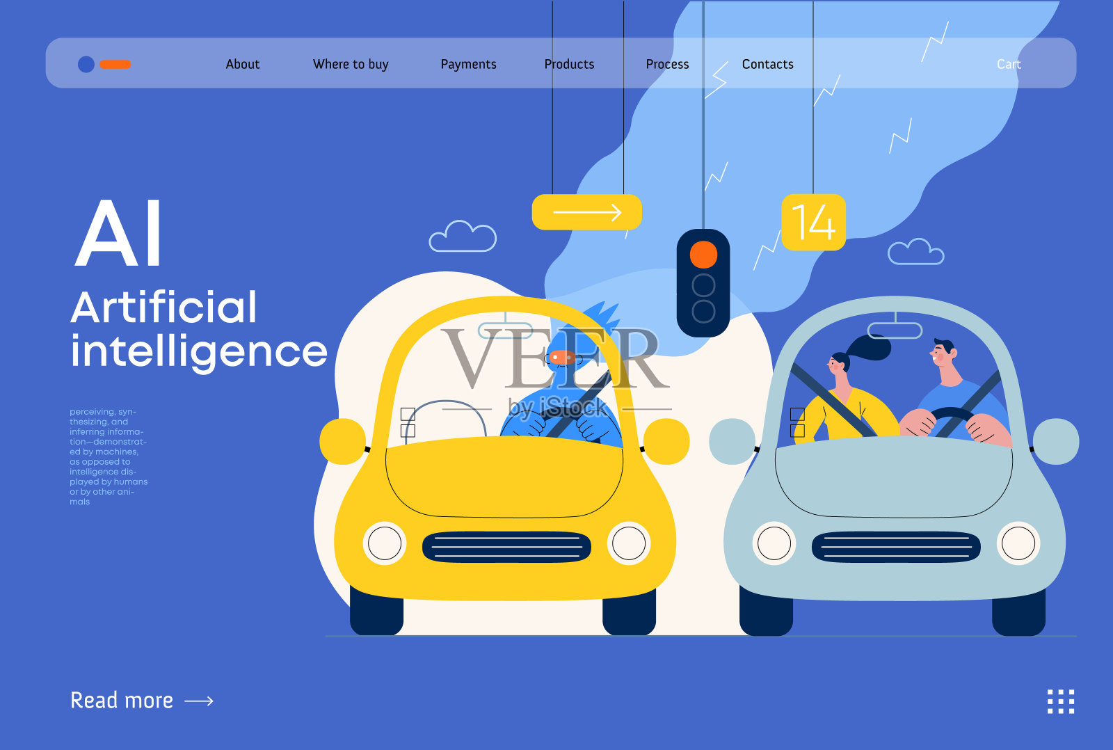 人工智能驾驶扁平矢量图插画图片素材