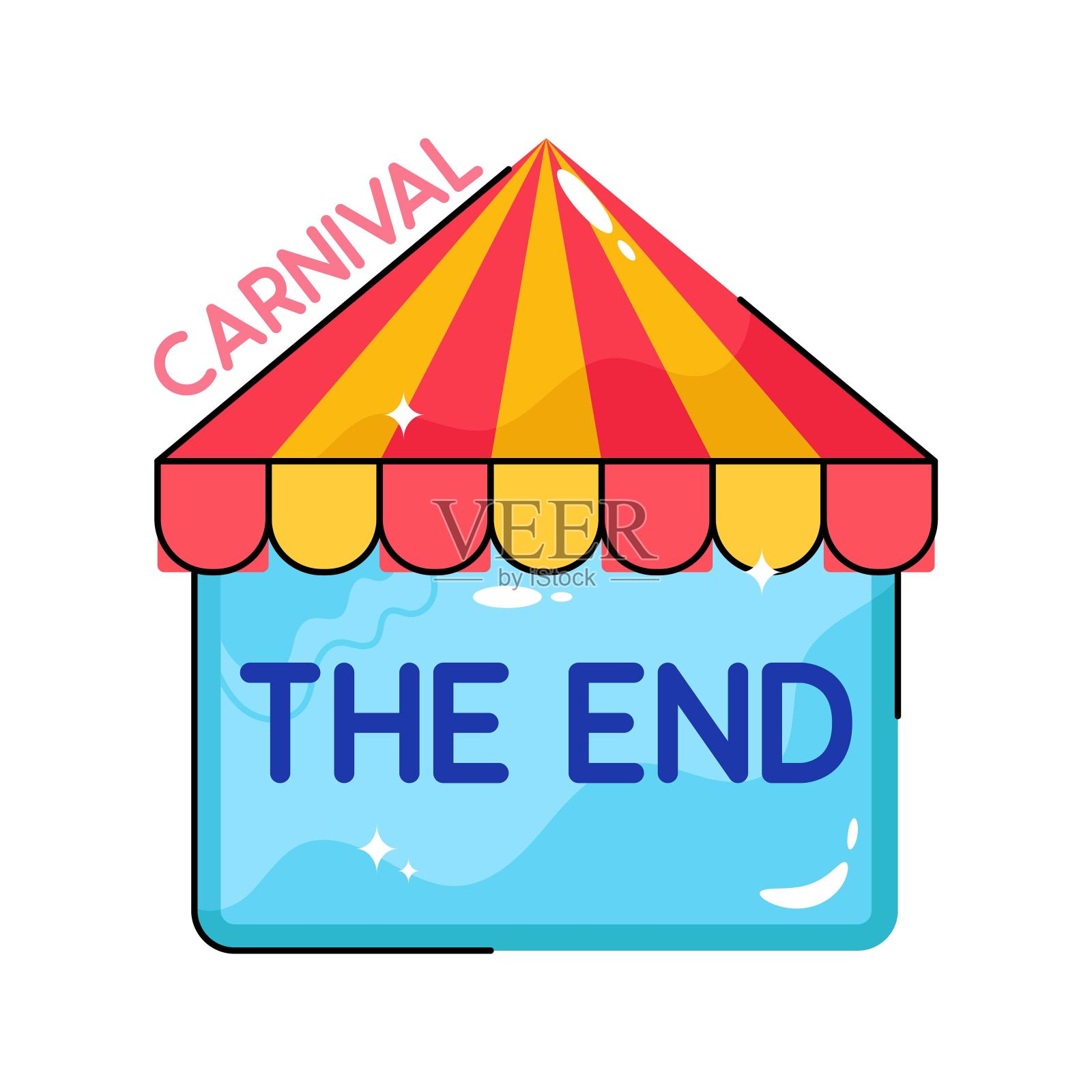 结束涂鸦矢量填充轮廓贴纸。EPS 10文件插画图片素材