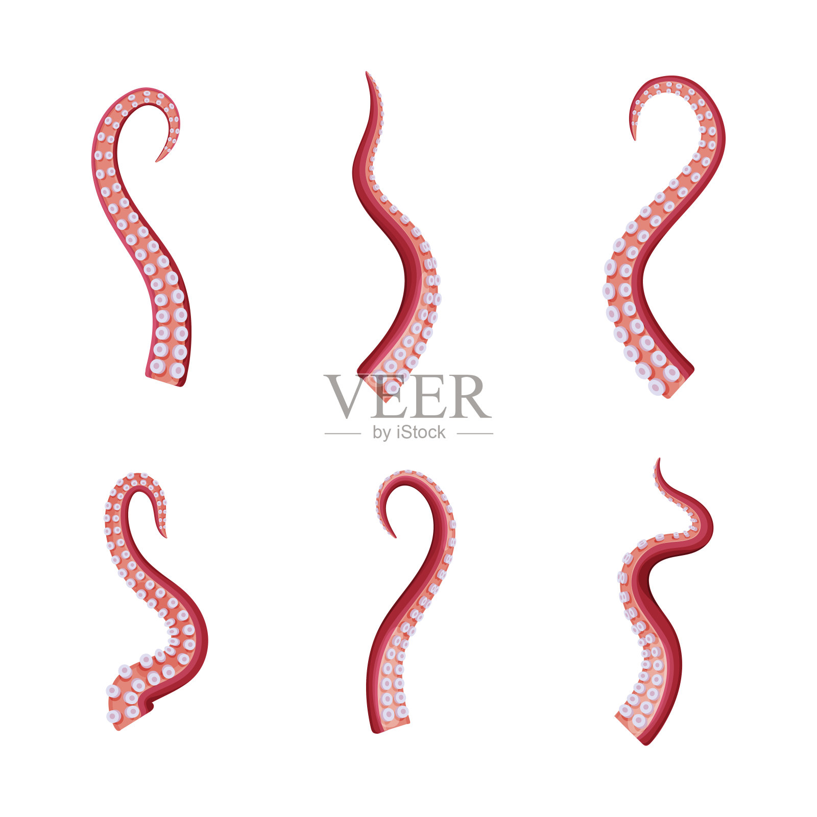 章鱼触手作为海洋动物矢量集的一部分插画图片素材