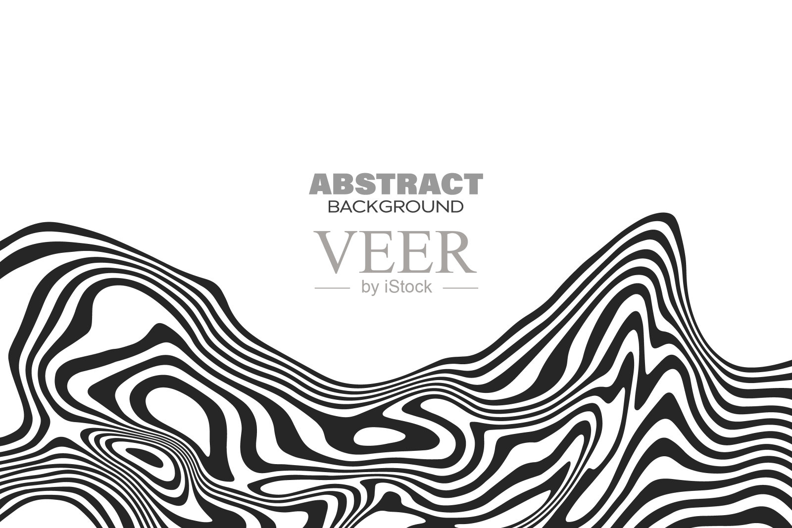 抽象波矢量背景。液体波纹线。风格化的黑色波浪背景。现代图形艺术。插画图片素材