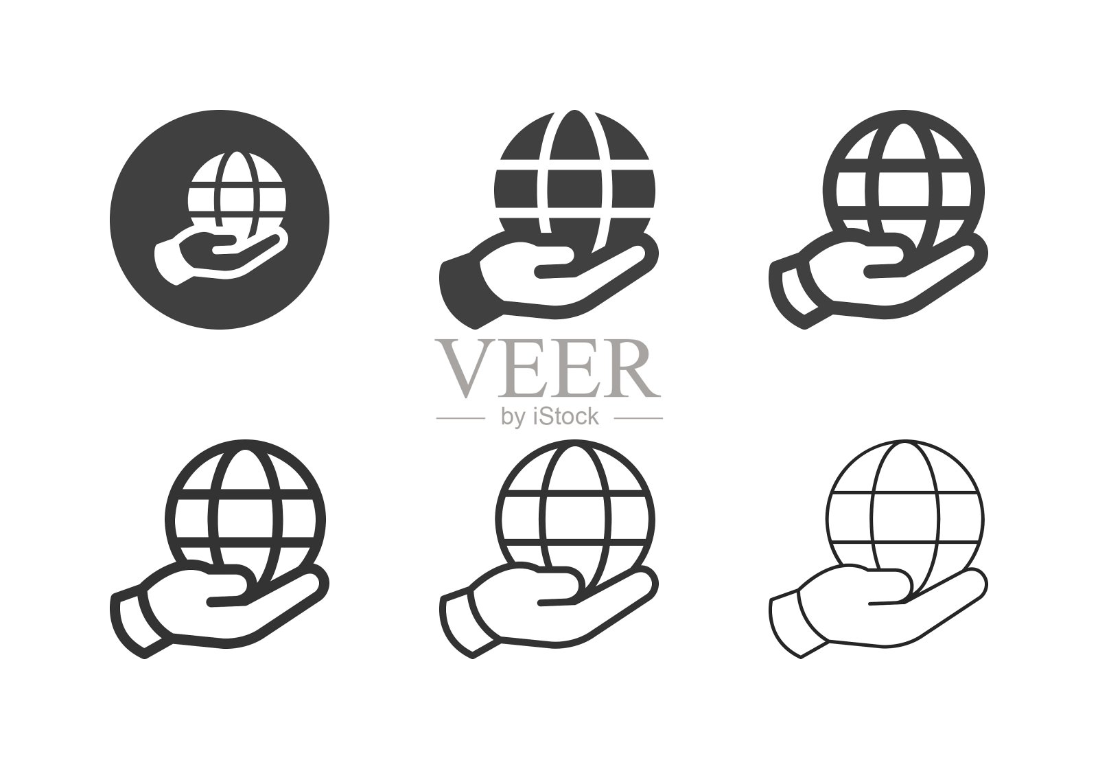 手握地球仪图标-多系列插画图片素材