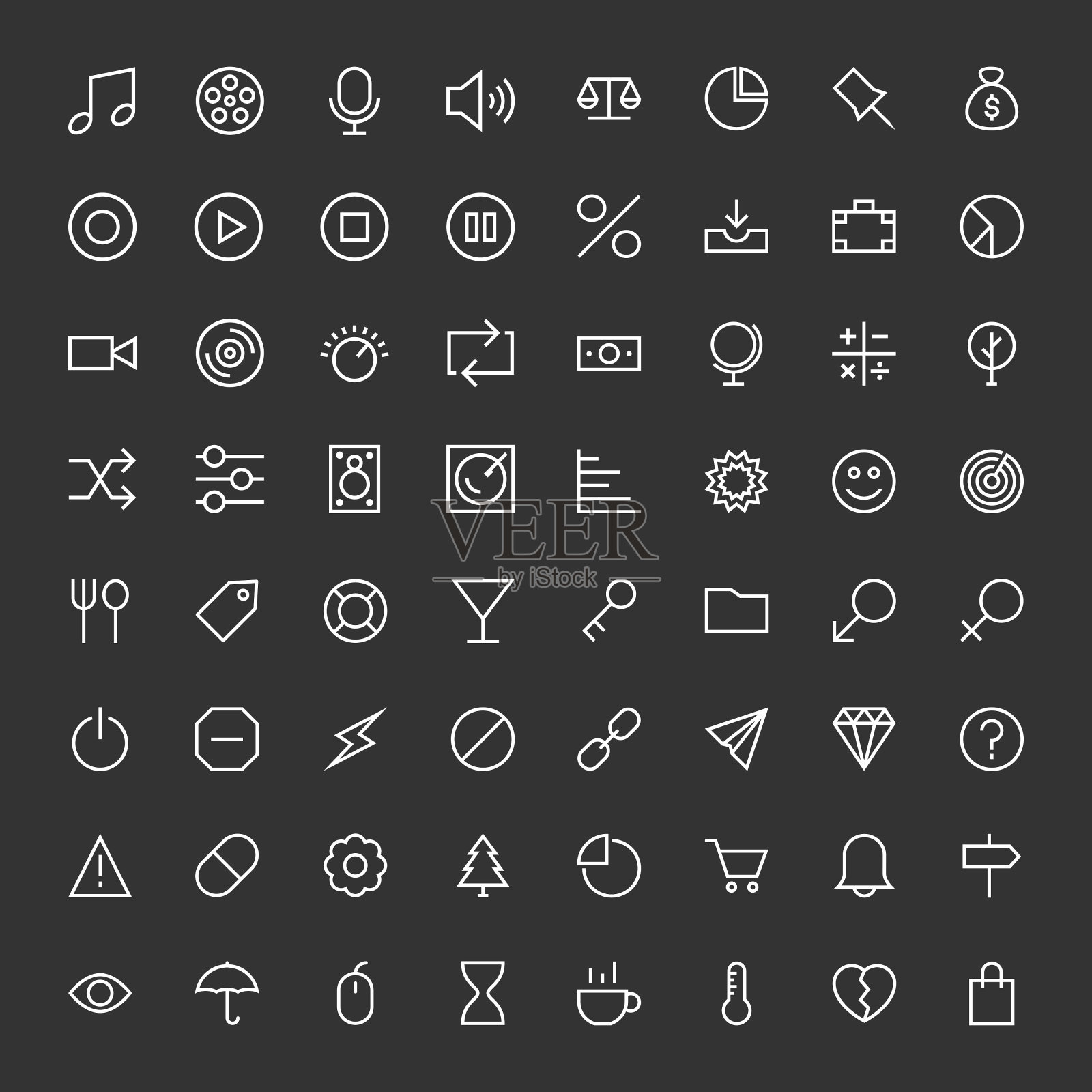 基本图标64个图标集2 -白线系列图标素材