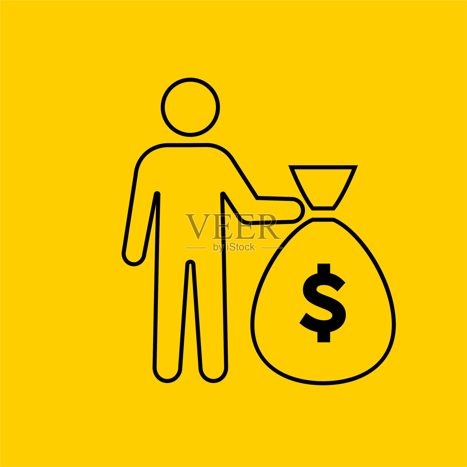 拿着钱袋的男人插画图片素材