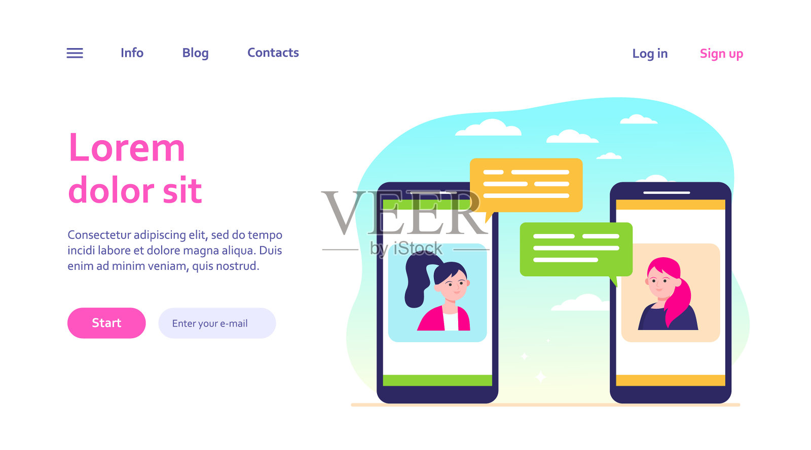 电话视频聊天插画图片素材