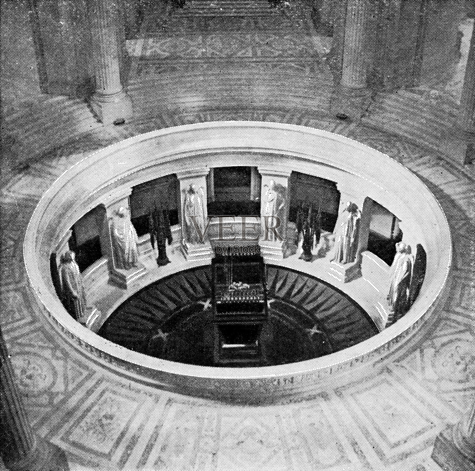 19世纪法国巴黎荣军院Dôme拿破仑·波拿巴的石棺插画图片素材