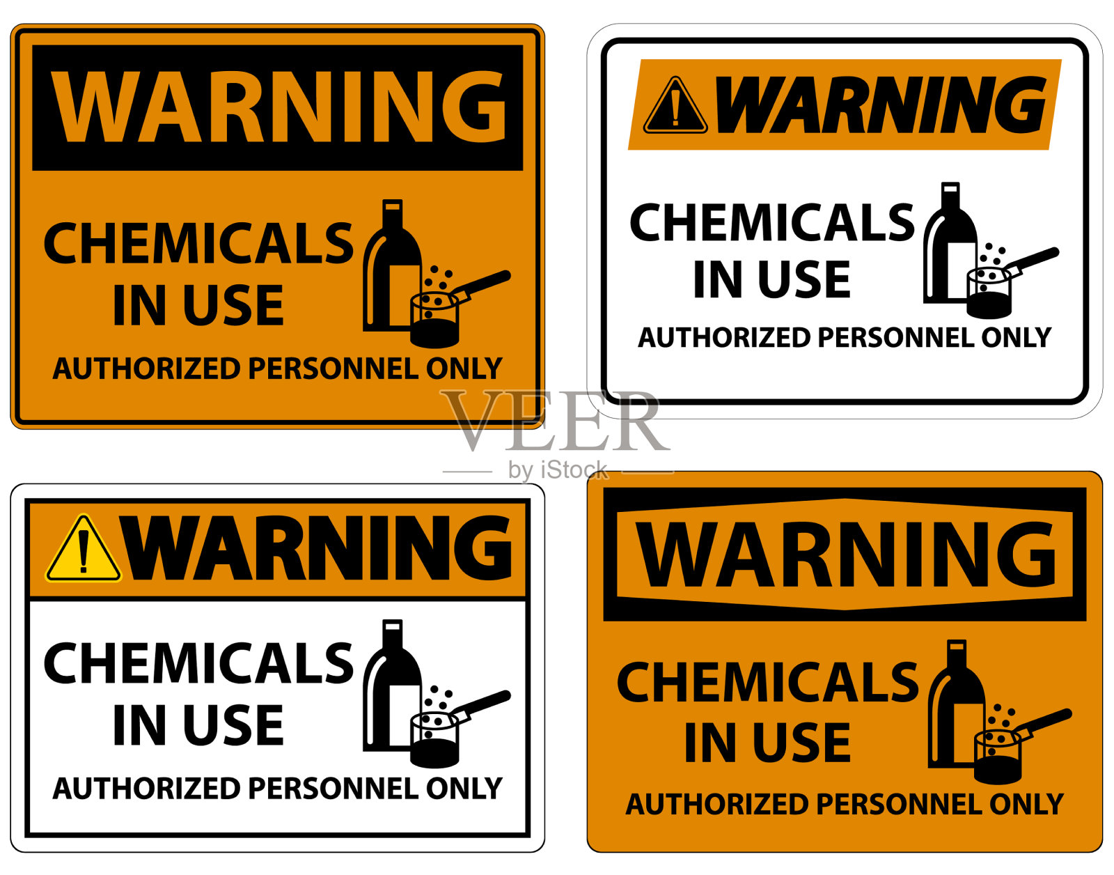警告使用中的化学物质的标志为白色插画图片素材