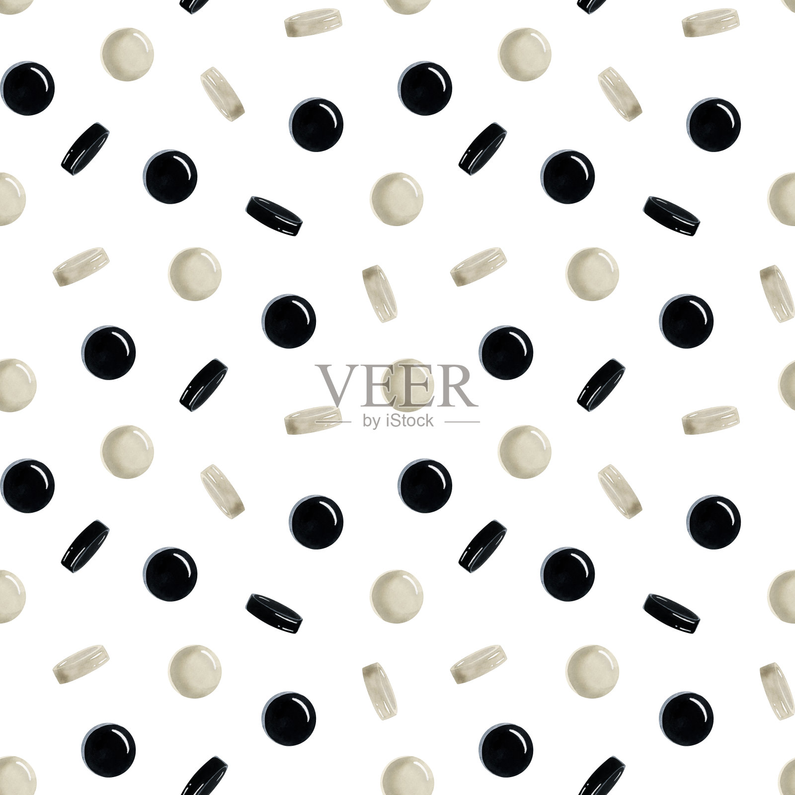 黑白格子片水彩无缝图案与织物,包装纸和俱乐部传单的设计插画图片素材