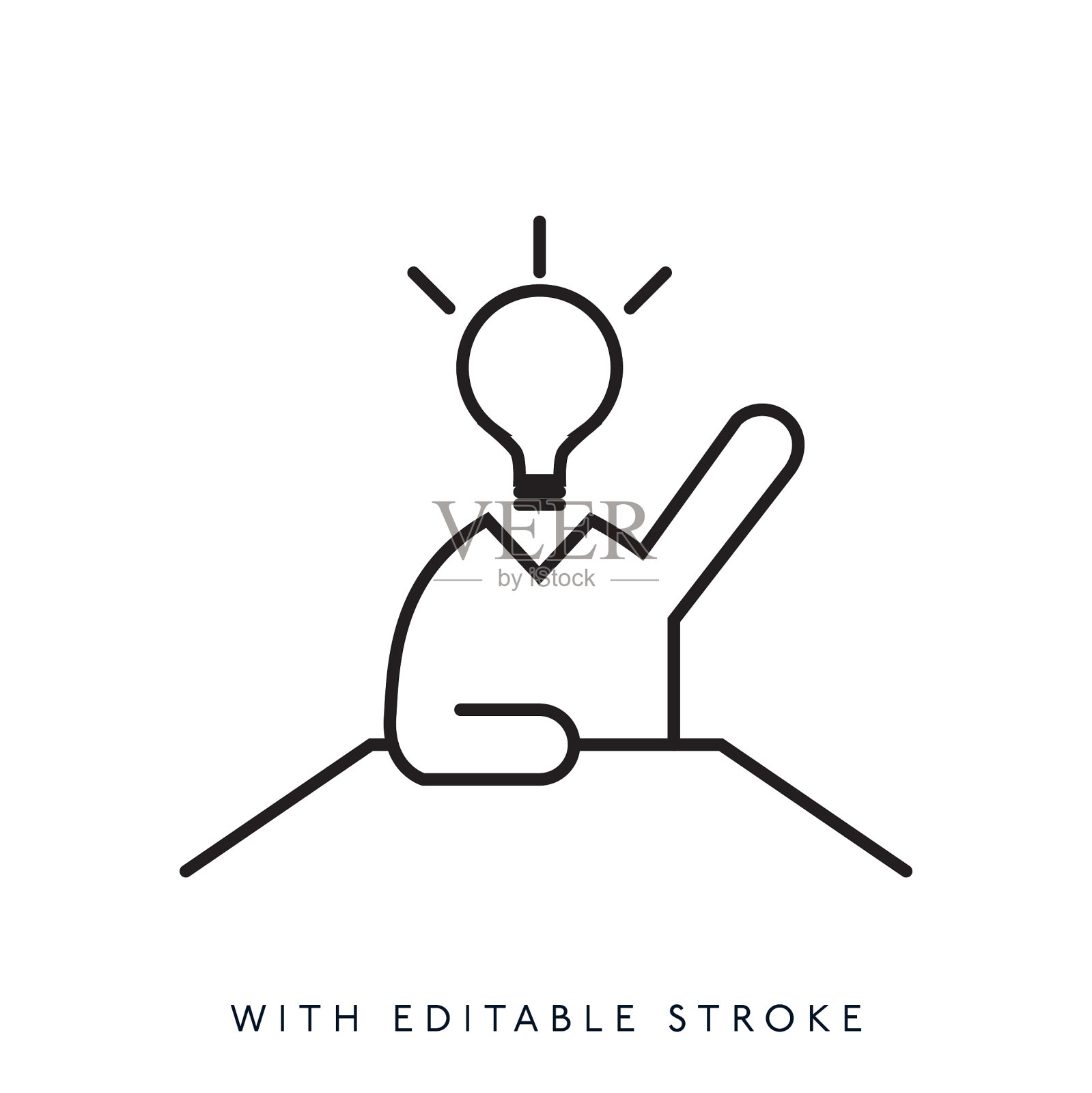 灯泡与人的头线图标可编辑的笔画插画图片素材