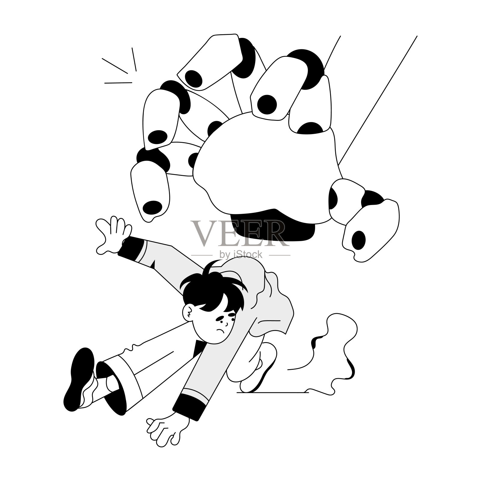 机器人伤害插画图片素材