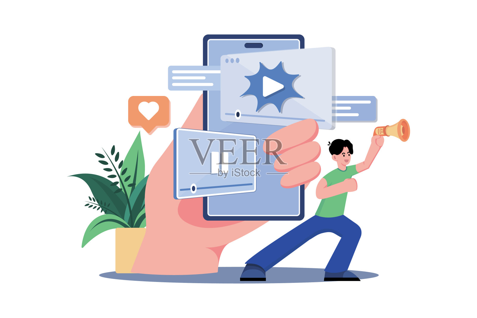 视频营销插图概念上的白色背景插画图片素材