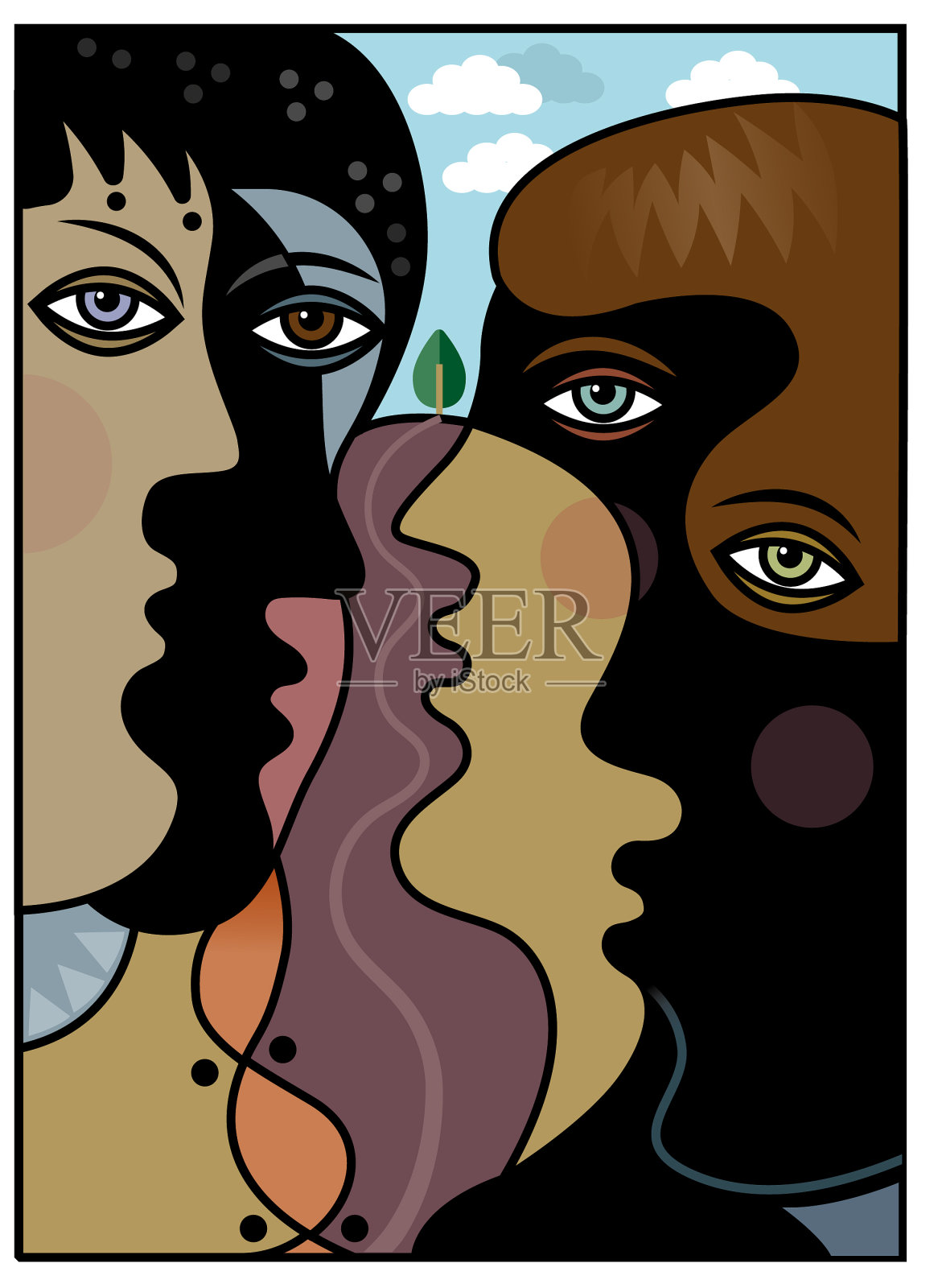 抽象说话头插图插画图片素材