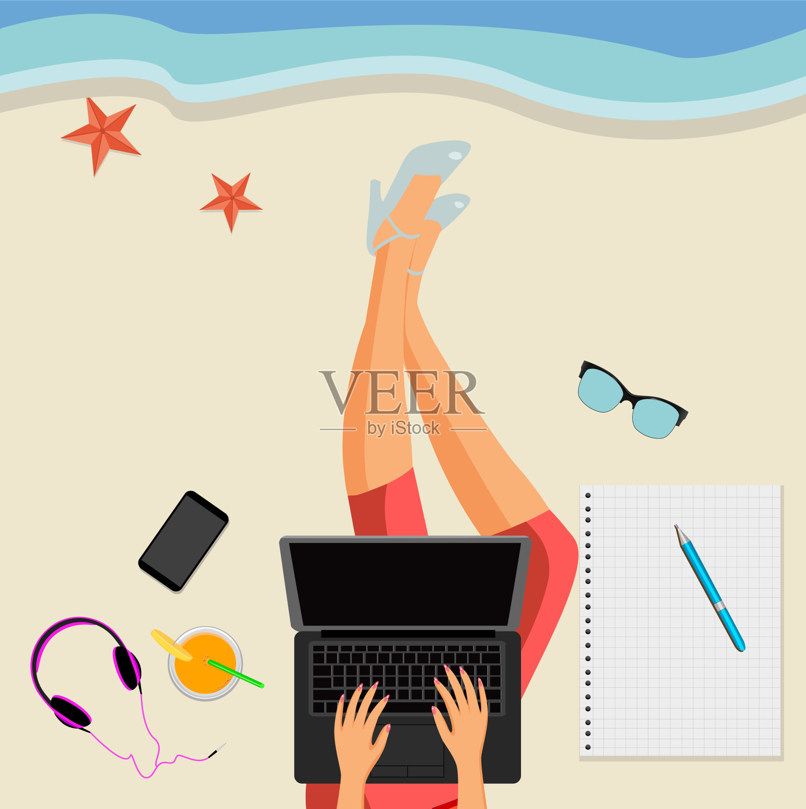 自由职业者的工作插画图片素材