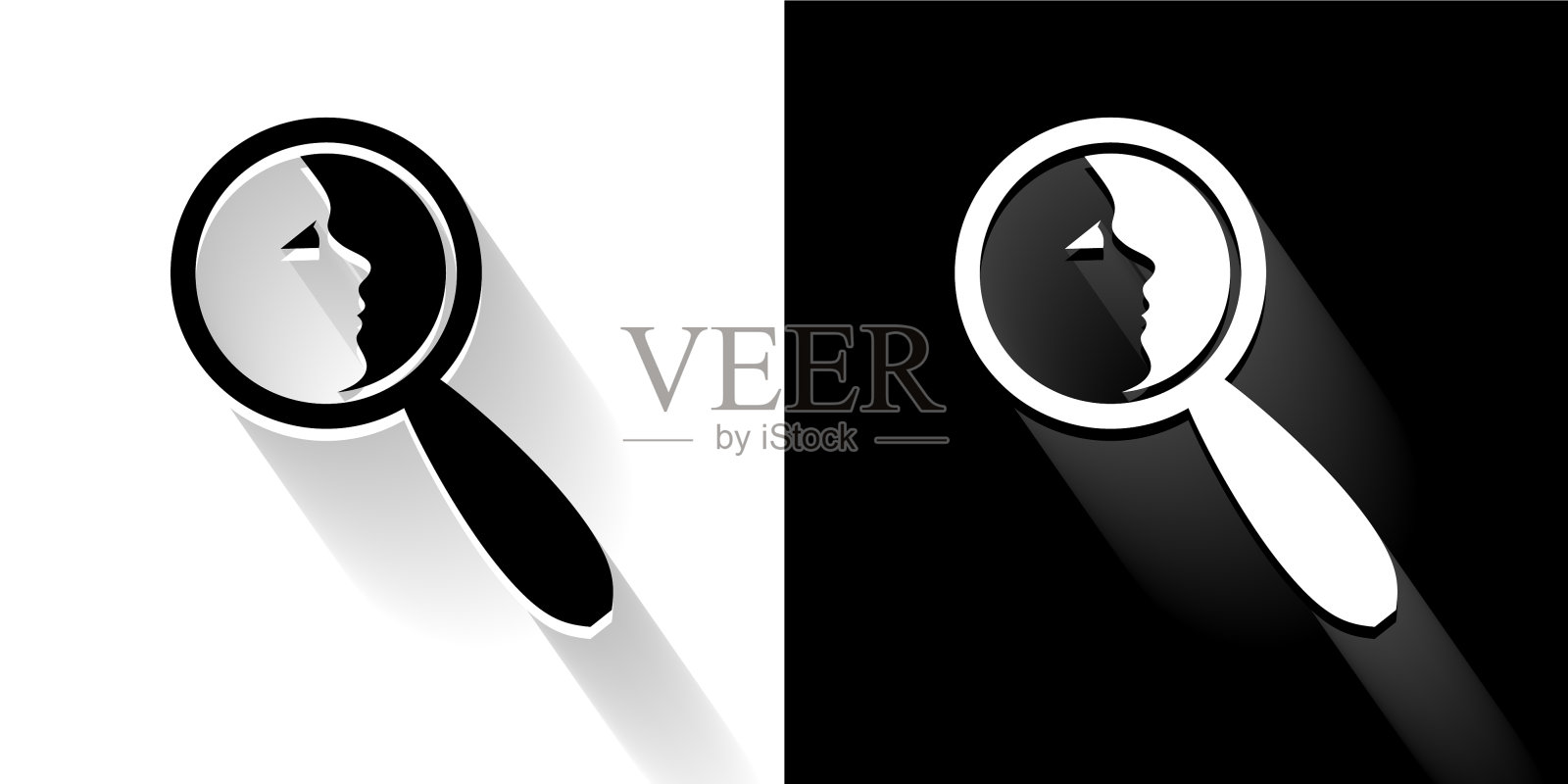 婴儿收养搜索黑白长影图标插画图片素材