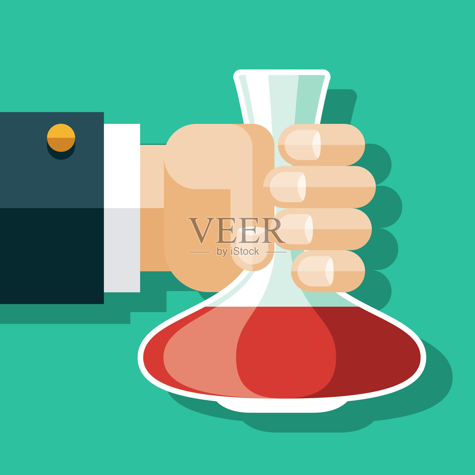 手握葡萄酒Porron插画图片素材