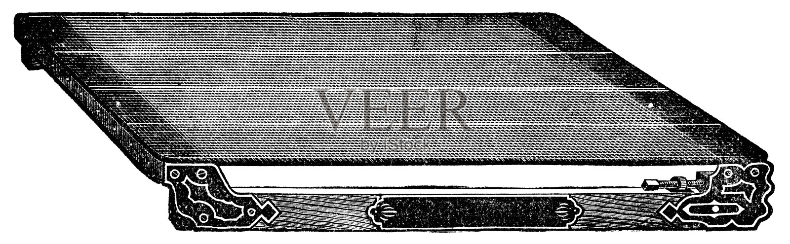 维多利亚编织金属床垫- 19世纪插画图片素材