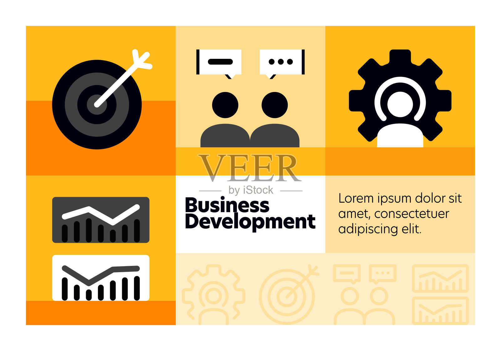 业务发展线图标集和横幅设计。插画图片素材