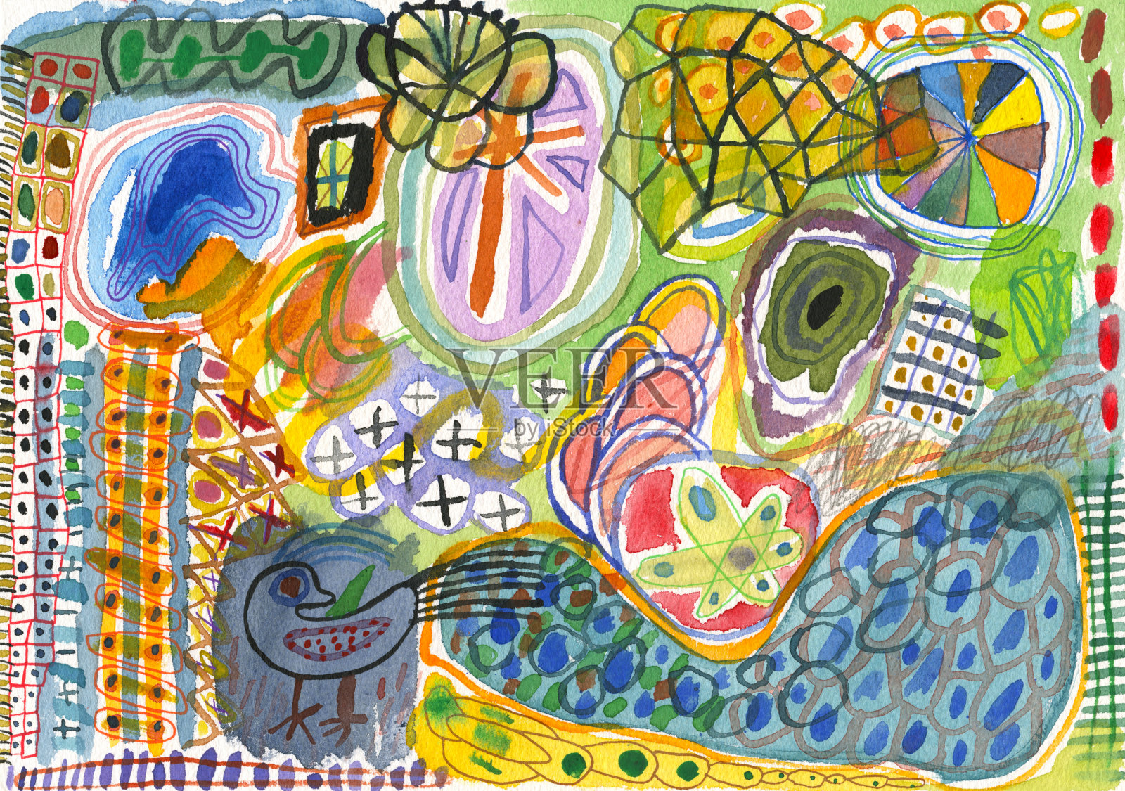 抽象水彩画涂鸦插画图片素材