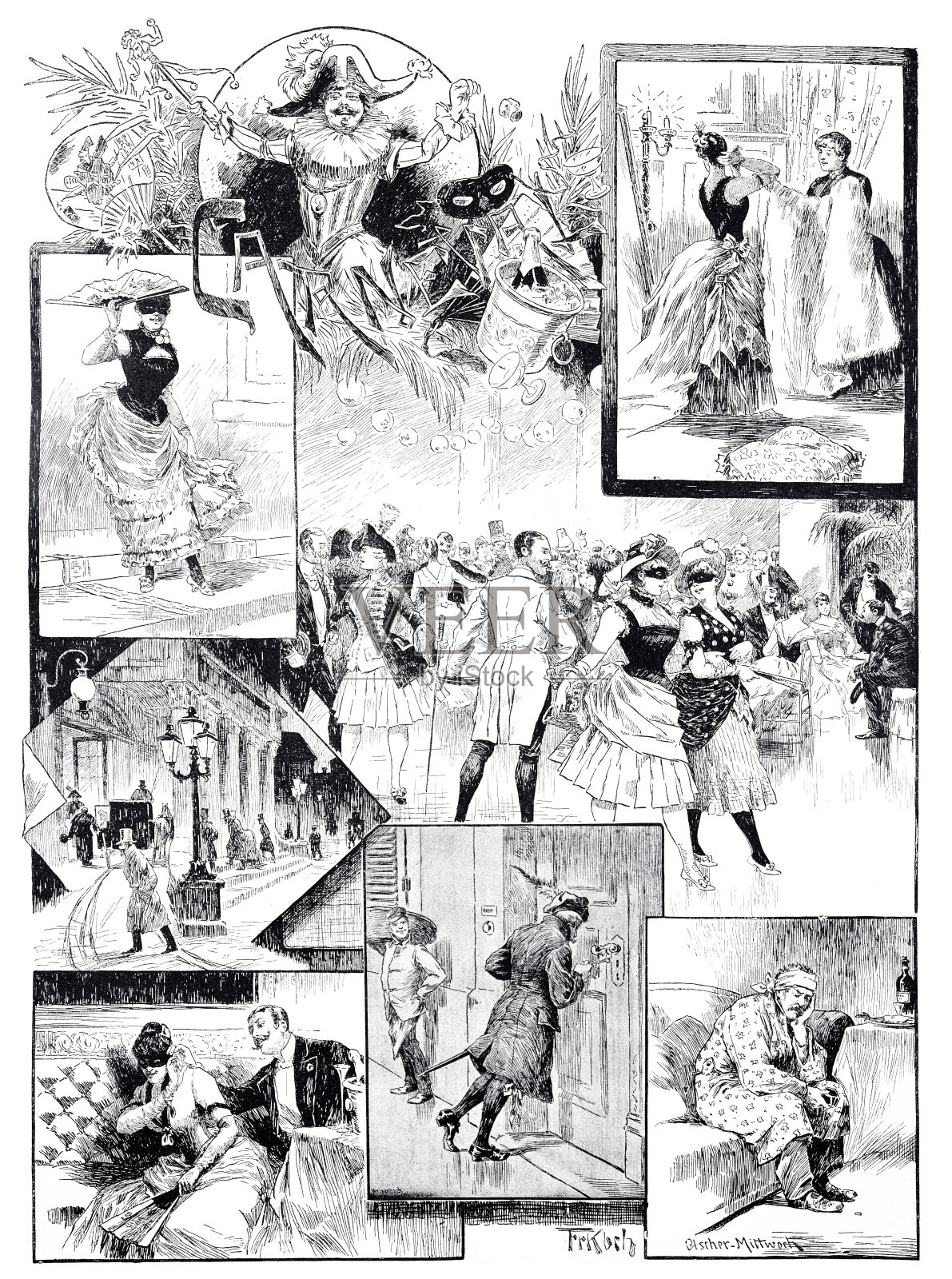 狂欢节快乐插画图片素材