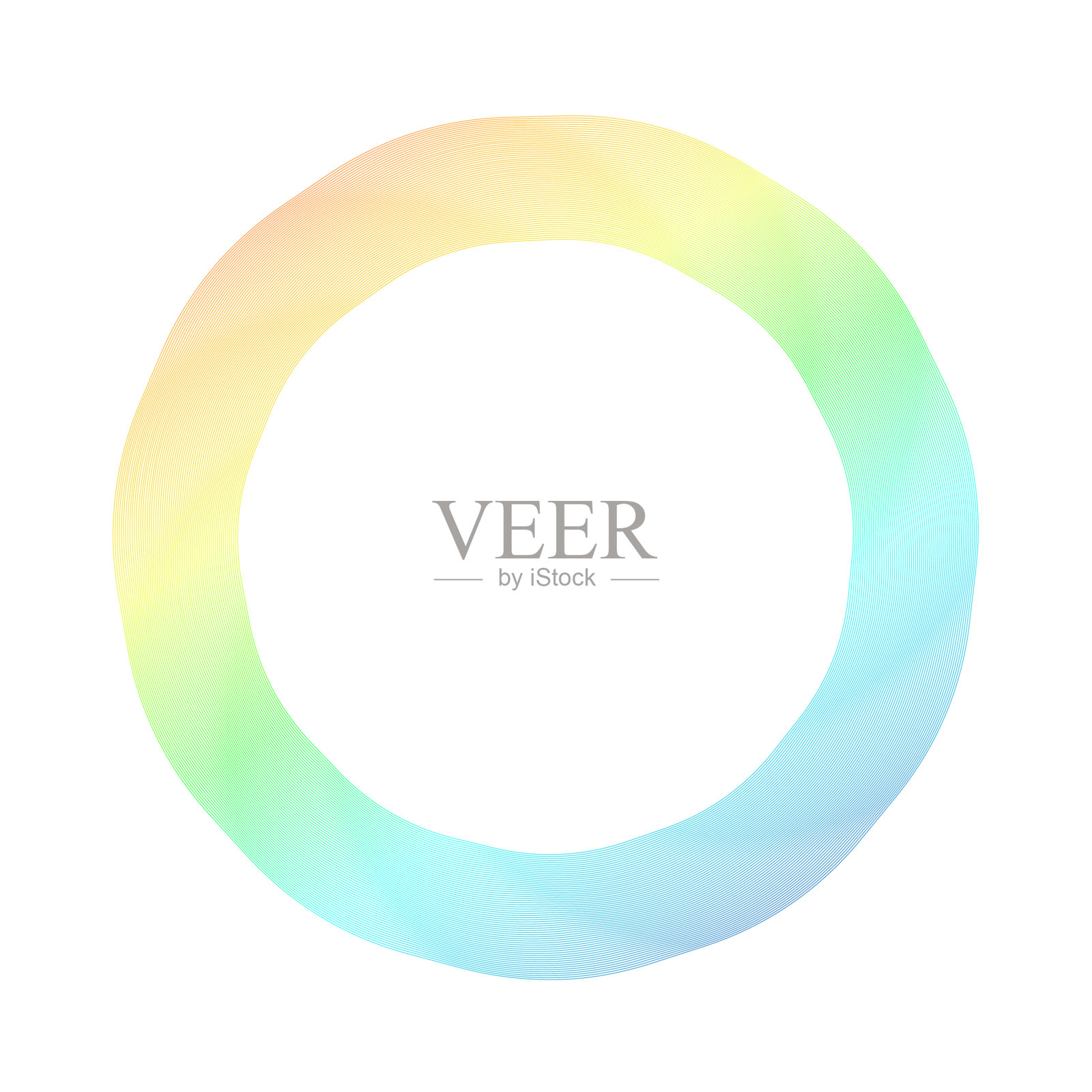 不均匀的同心圆彩虹色插画图片素材