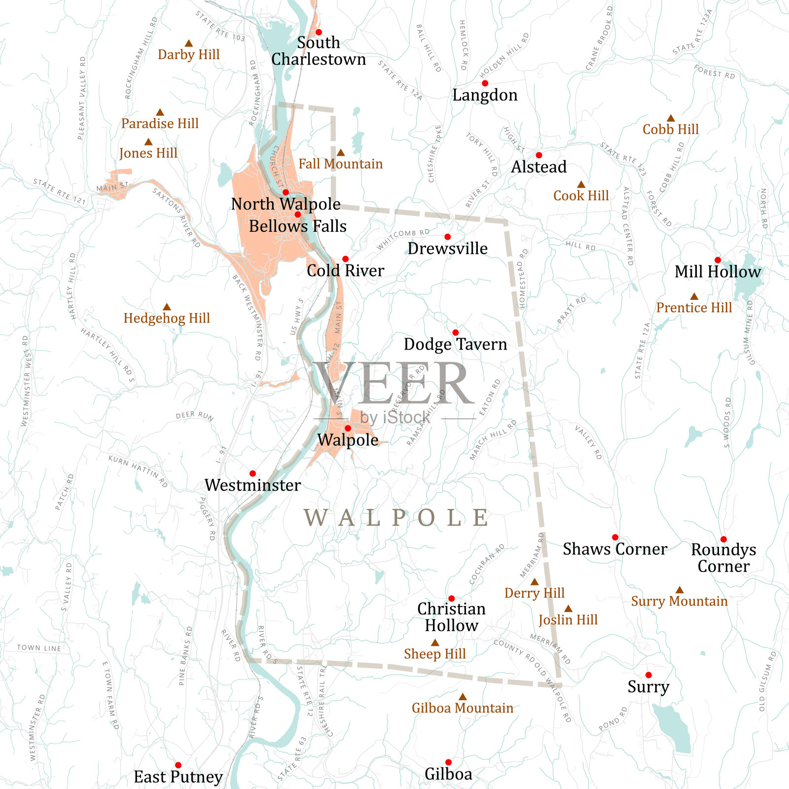 NH柴郡沃波尔矢量路线图插画图片素材