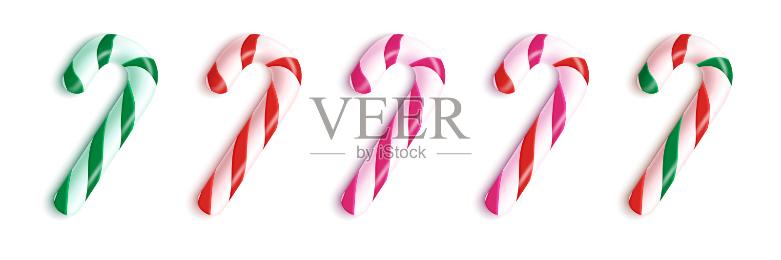 圣诞糖果手杖矢量集设计。圣诞庆祝的拐杖糖元素插画图片素材