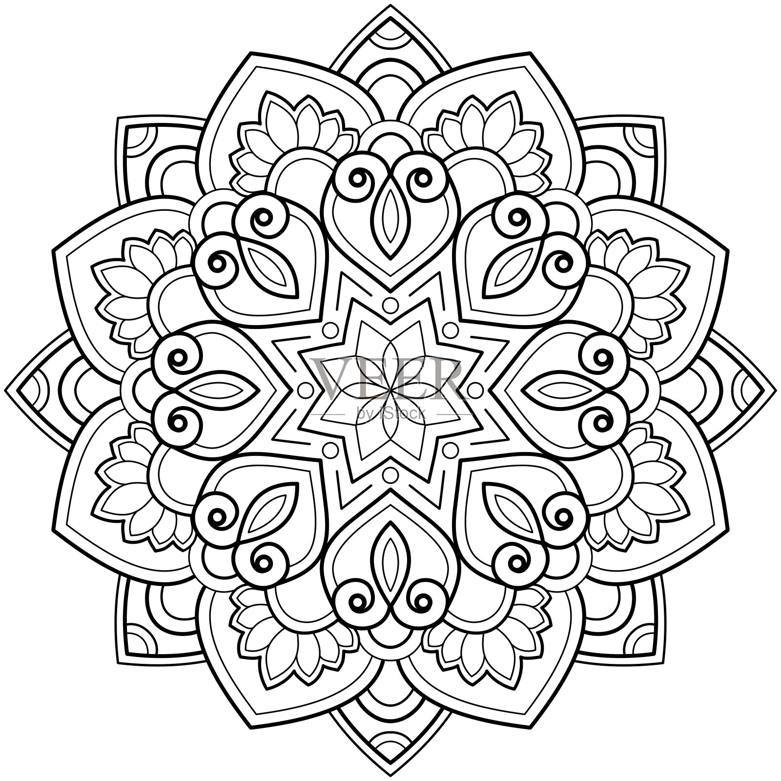 曼荼罗图案着色书插画图片素材