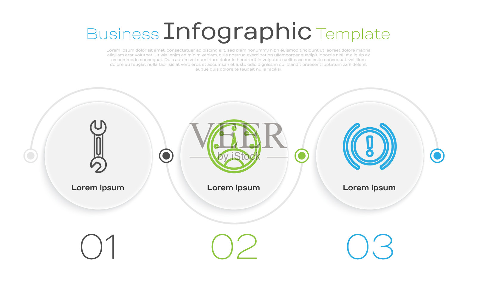 设置线扳手,速度计和制动系统警告。业务信息图表模板。向量设计模板素材