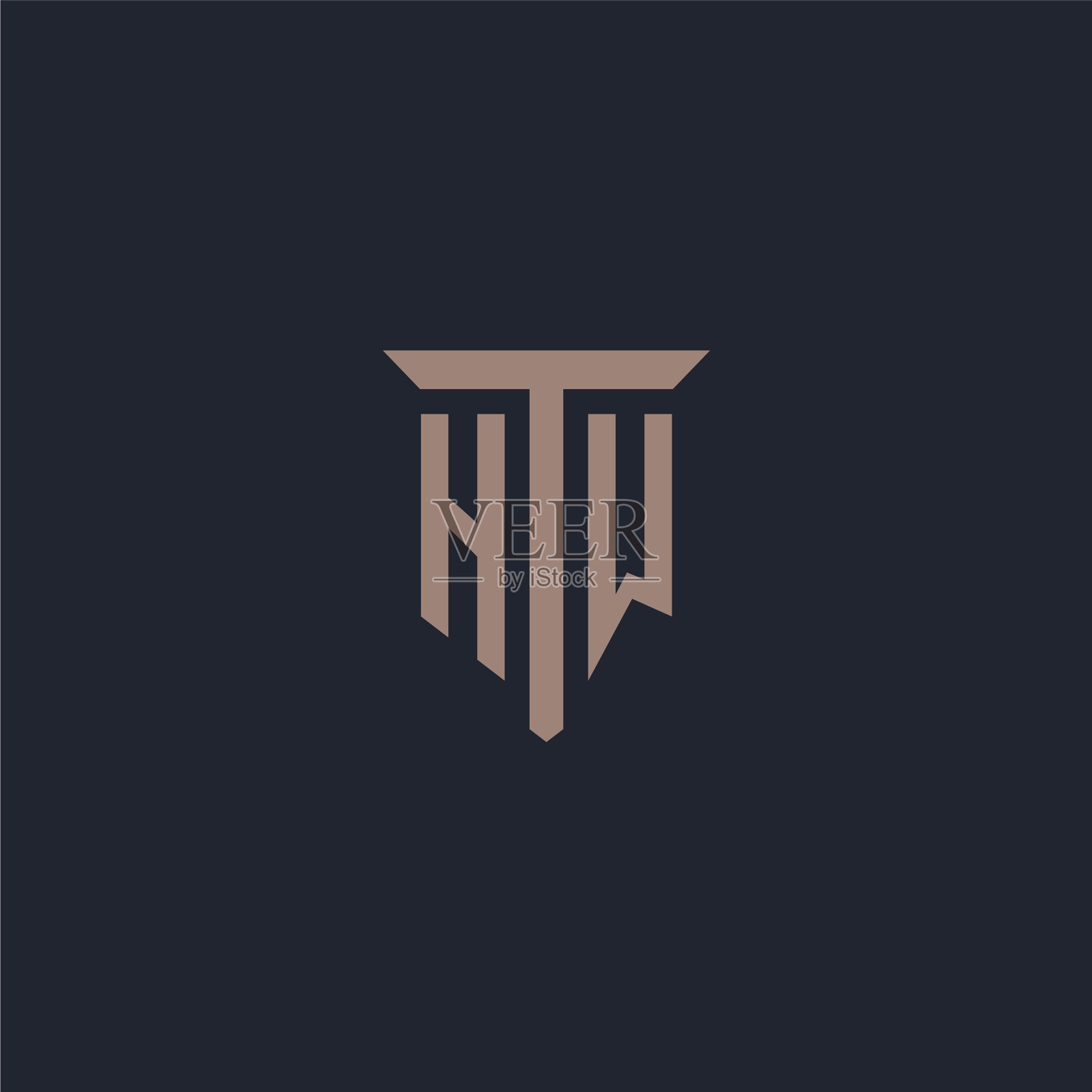 Hw最初的标志字母与支柱图标设计插画图片素材