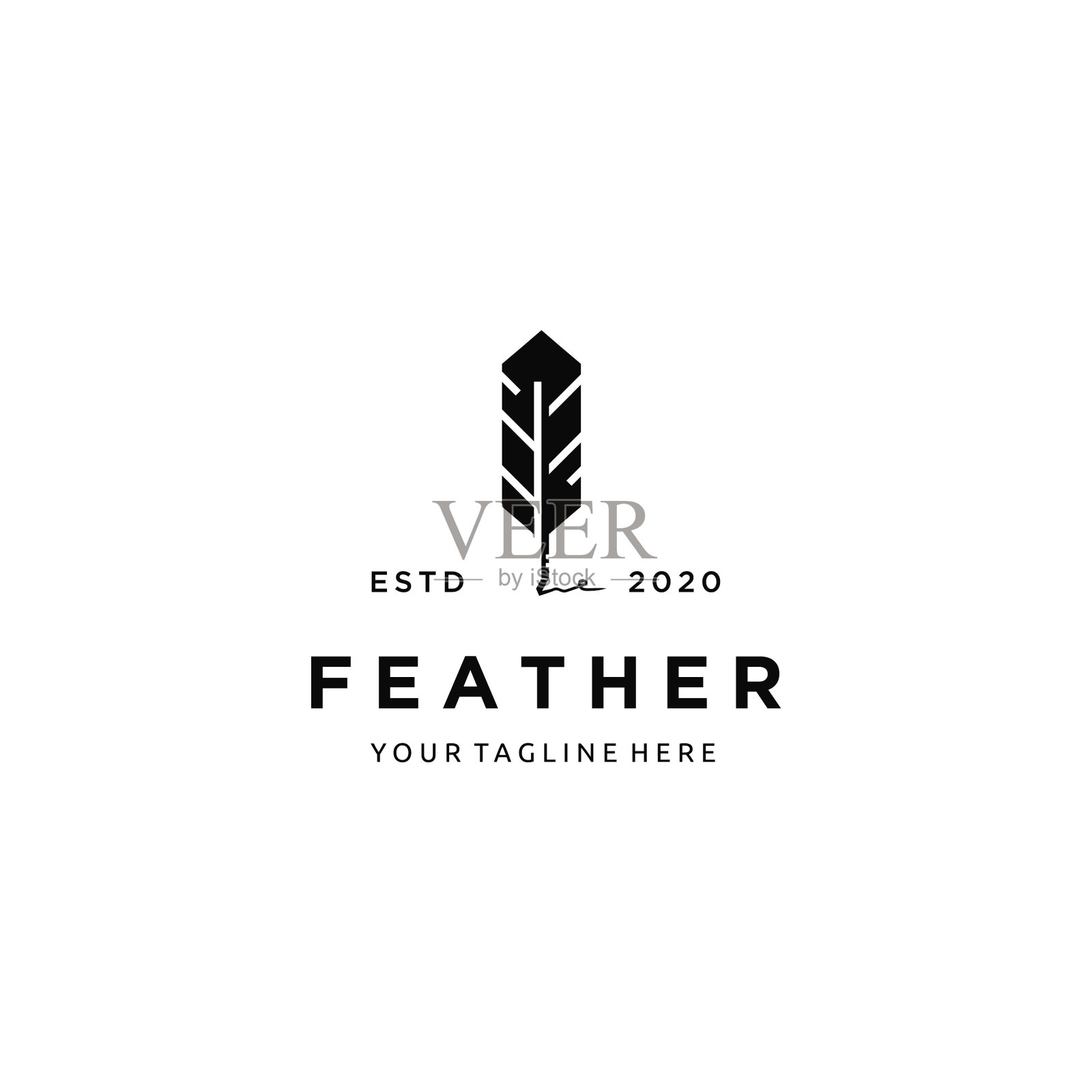 羽毛作者羽毛笔标志设计插画图片素材