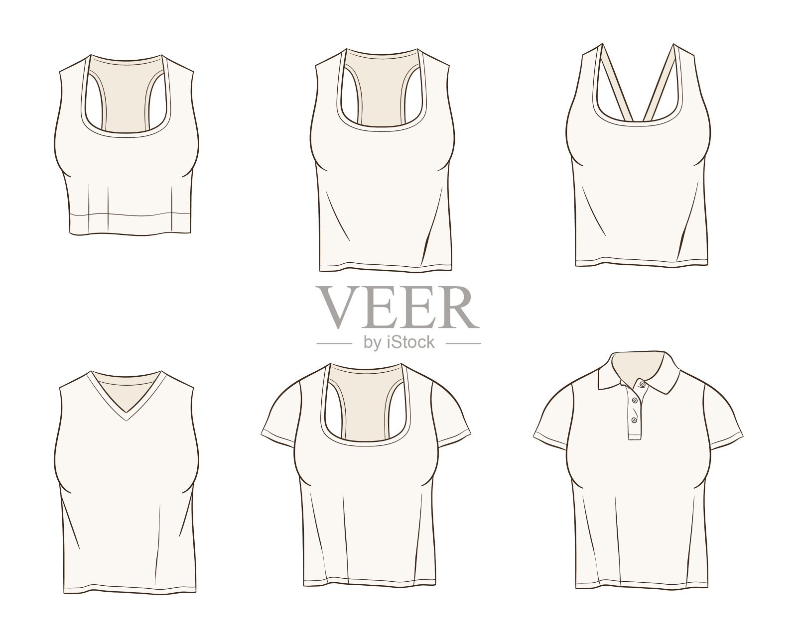 模板空白女性t恤插画图片素材