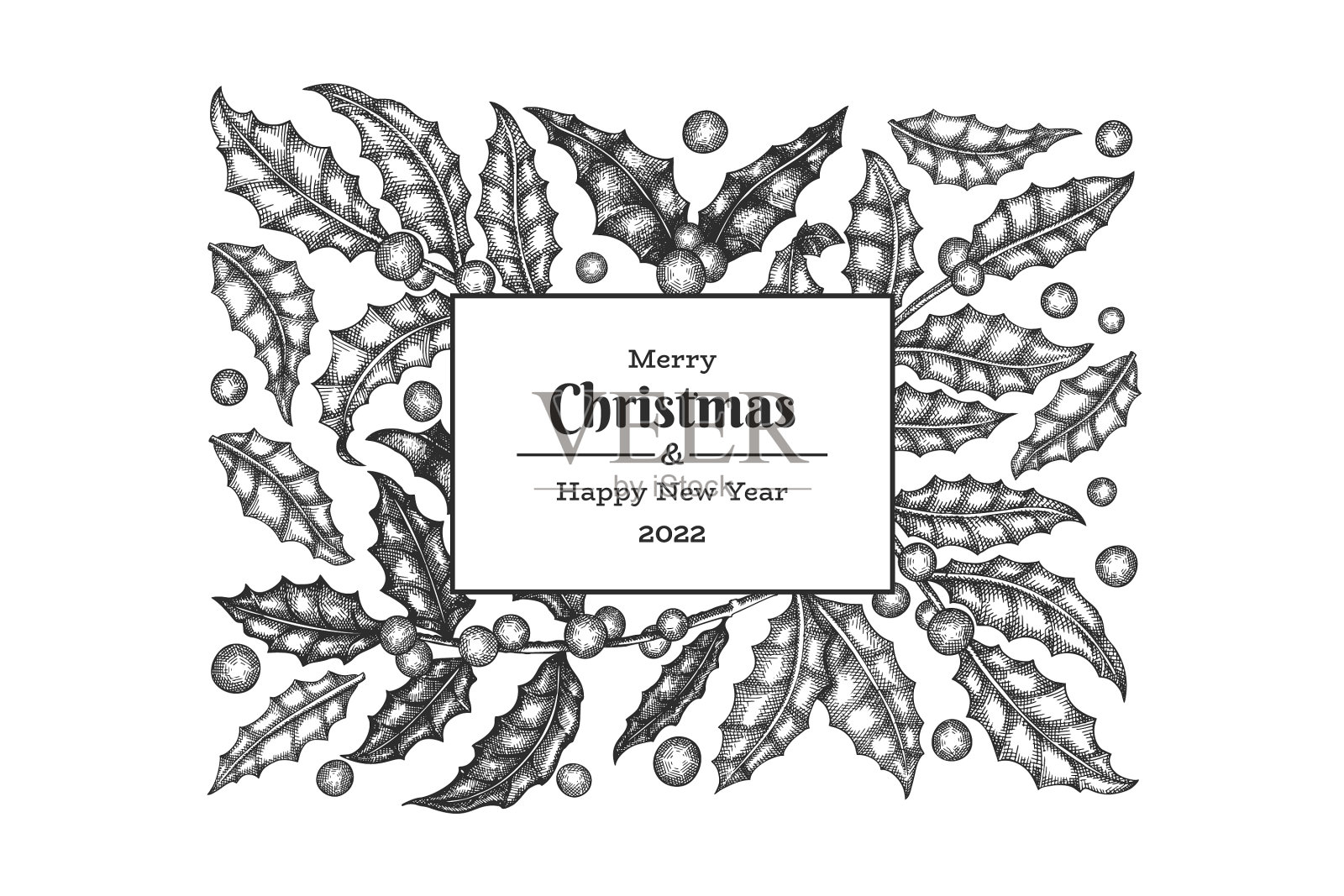 圣诞手绘贺卡设计插画图片素材