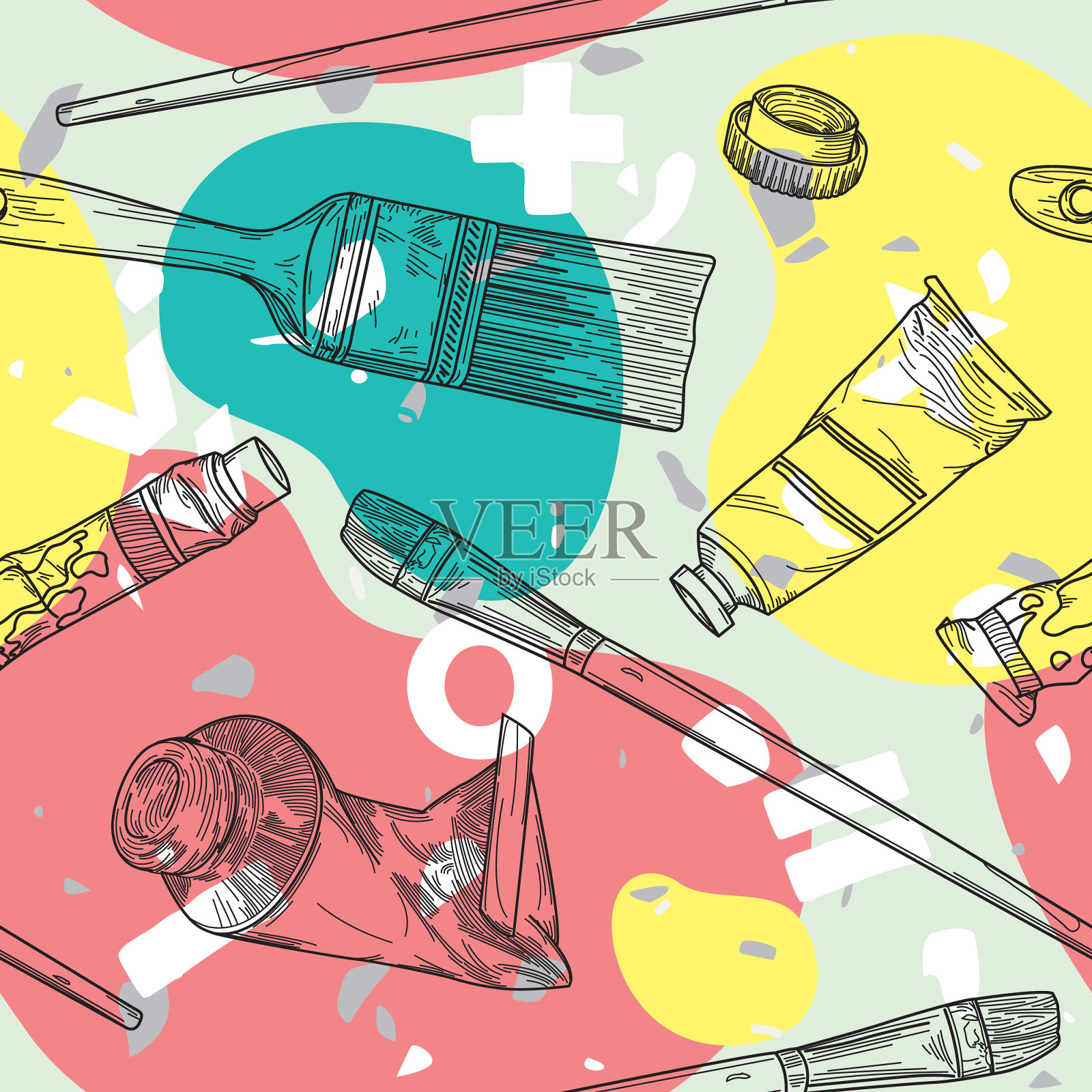 现代水磨石斑点艺术与绘画无缝图案插画图片素材