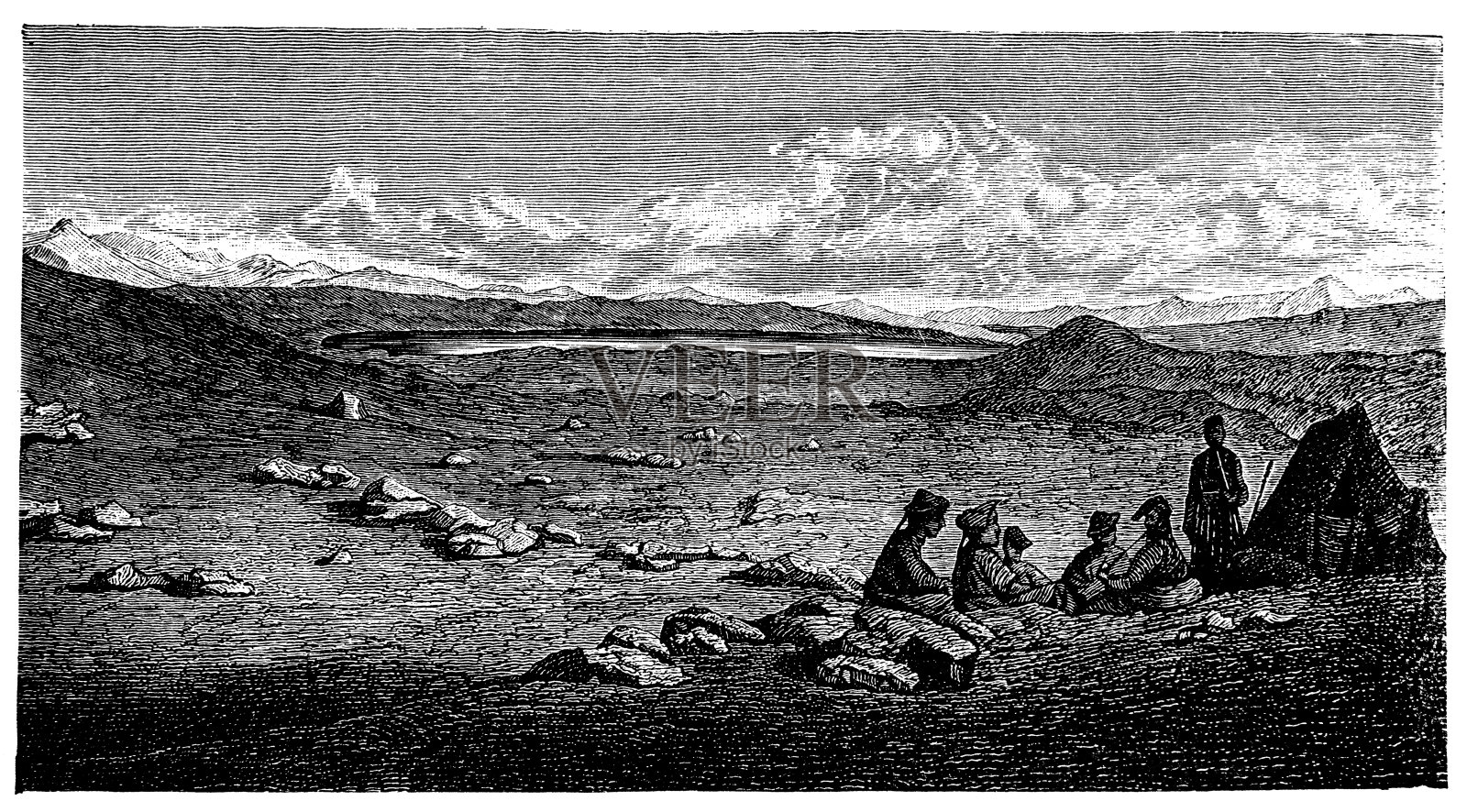 盐湖,没有流出——西藏插画图片素材