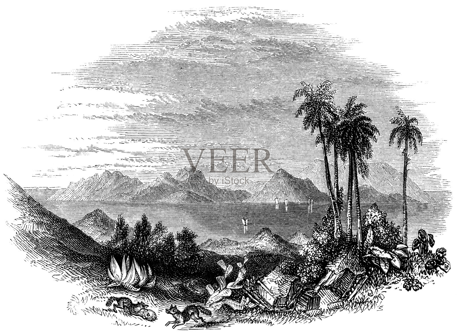 公元前12世纪,土耳其的特内多斯岛(Bozcaada)插画图片素材