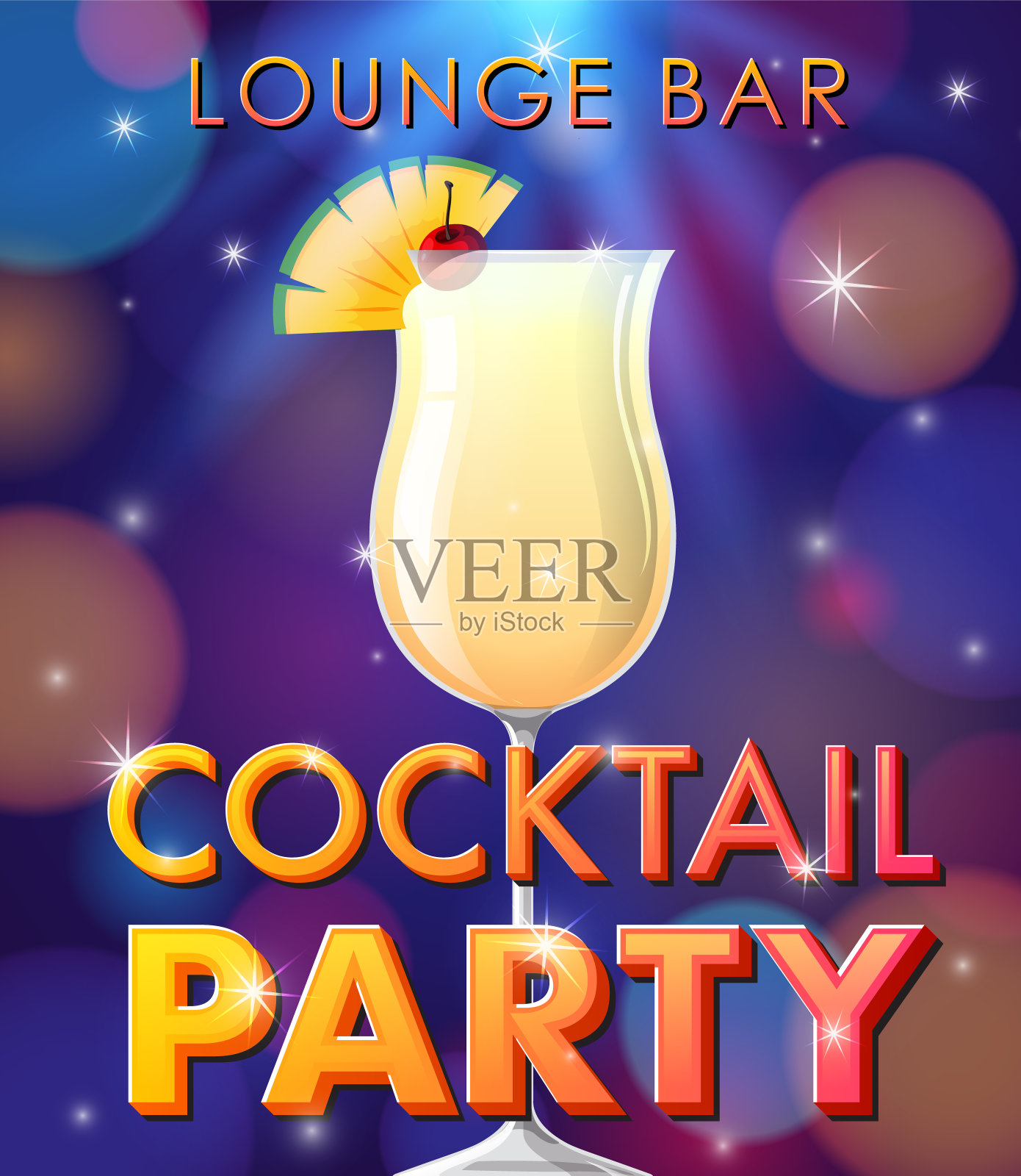 鸡尾酒杯在闪闪发光的背景插画图片素材