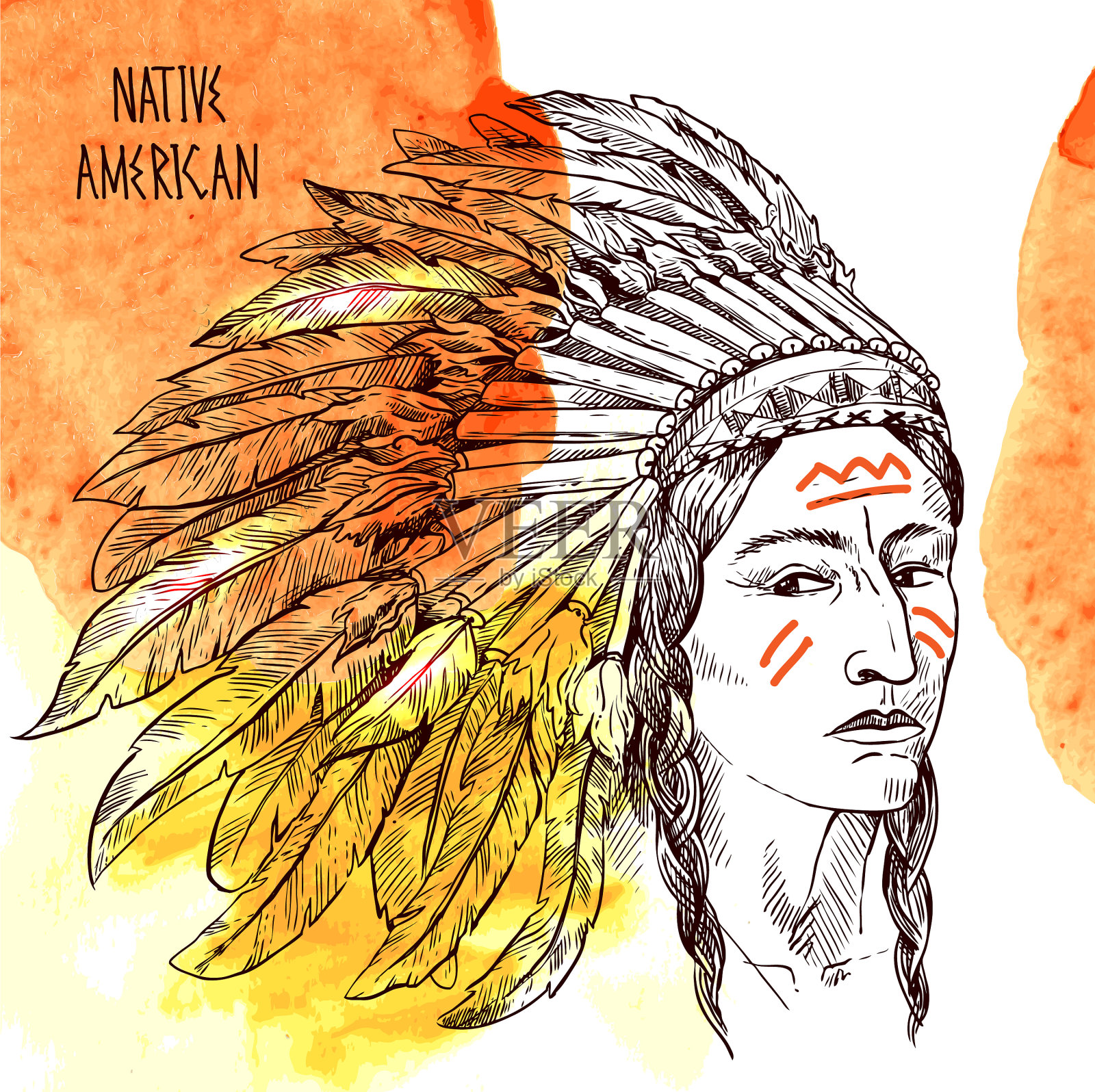 印第安人插画图片素材