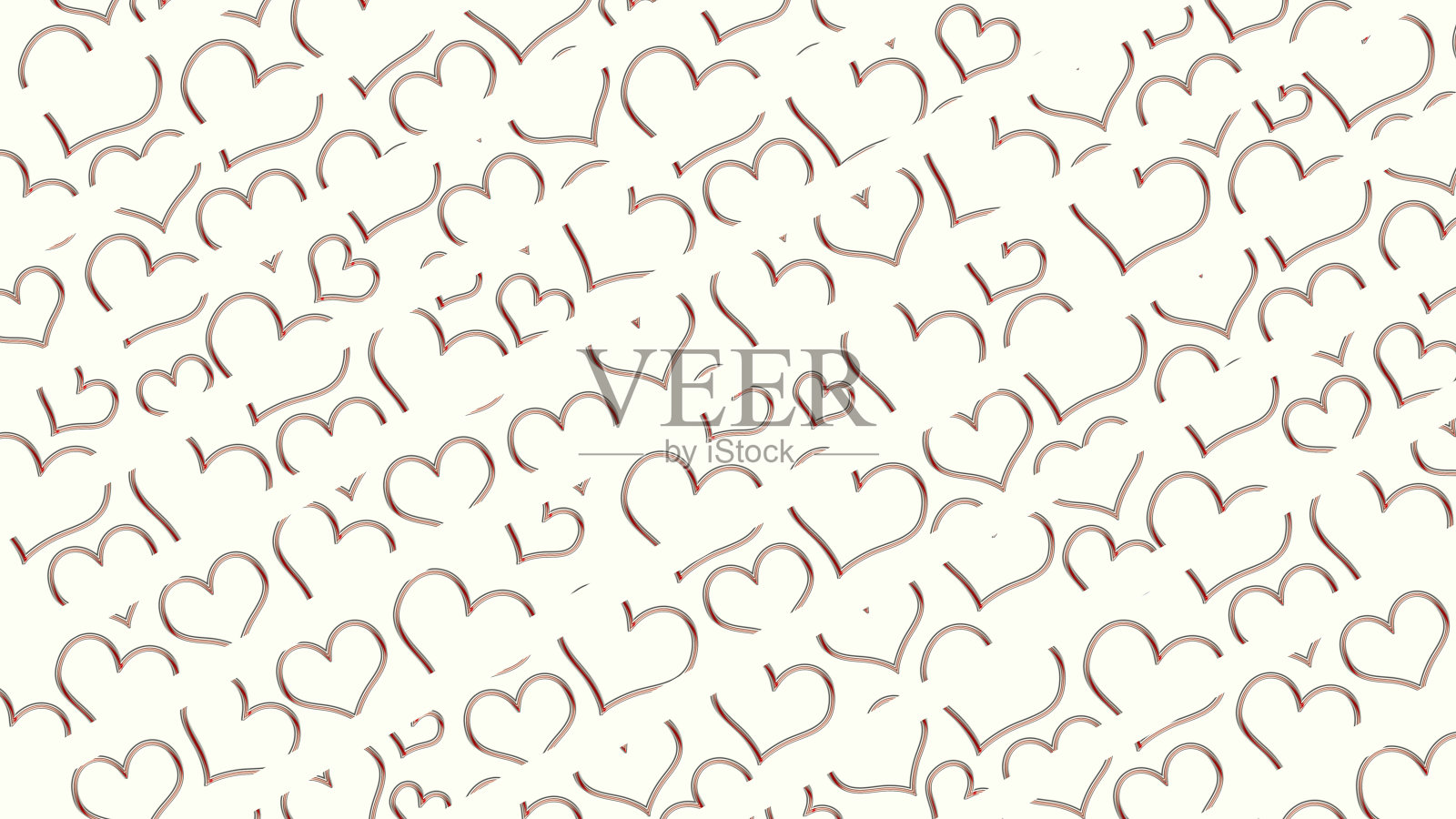 红色爱心浪漫奶油色无缝图案照片摄影图片