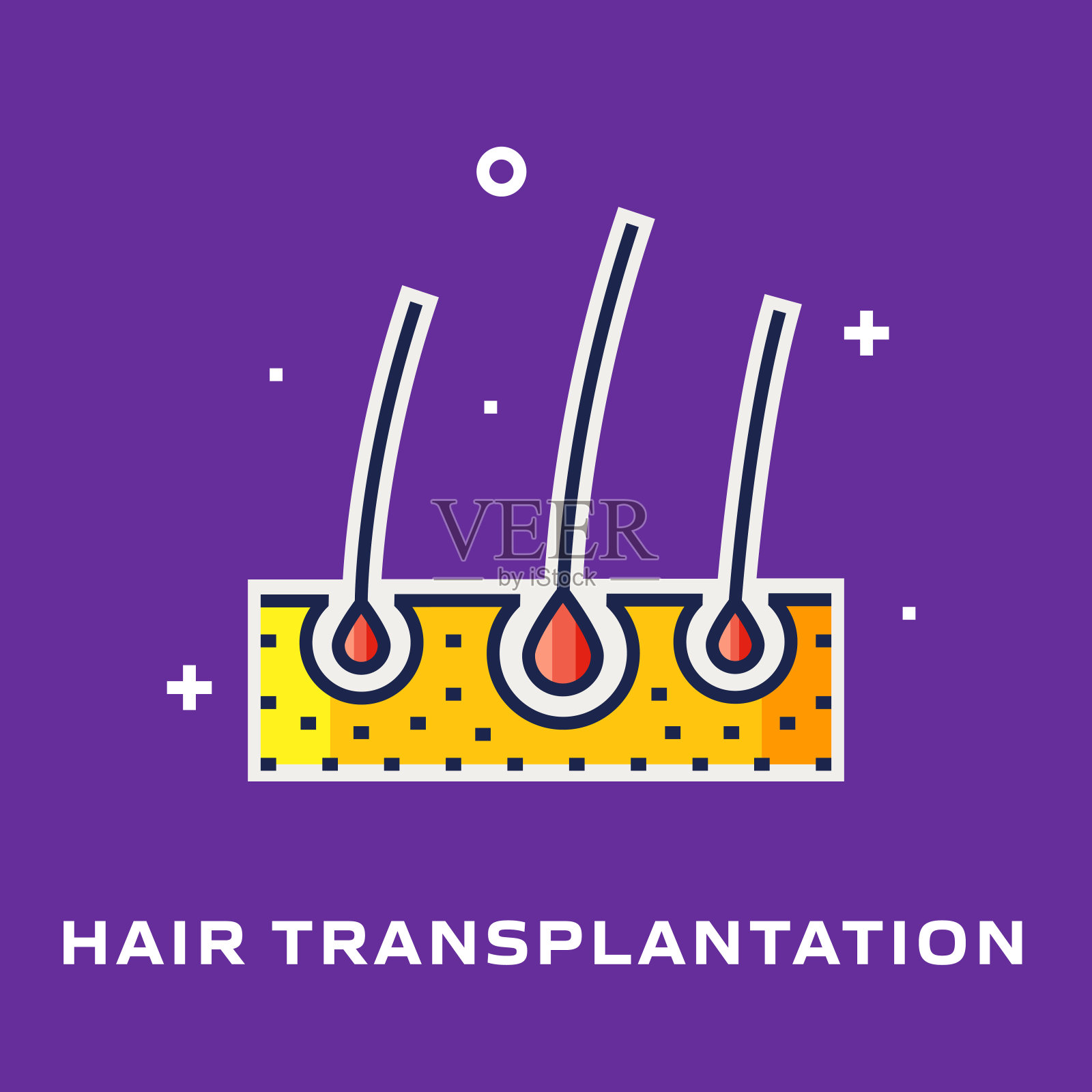 头发移植平线图标,轮廓矢量符号插图。插画图片素材