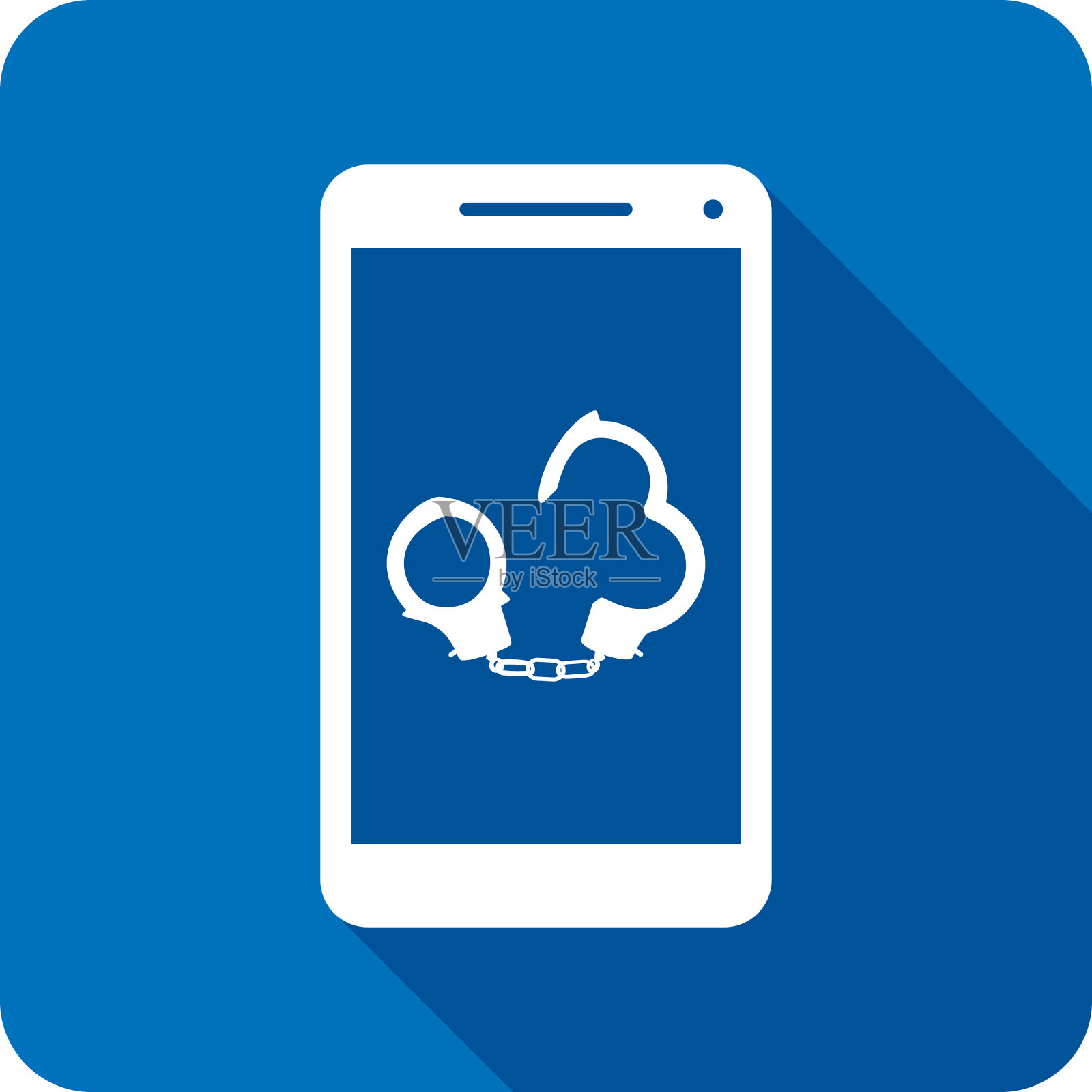 手铐智能手机图标剪影插画图片素材