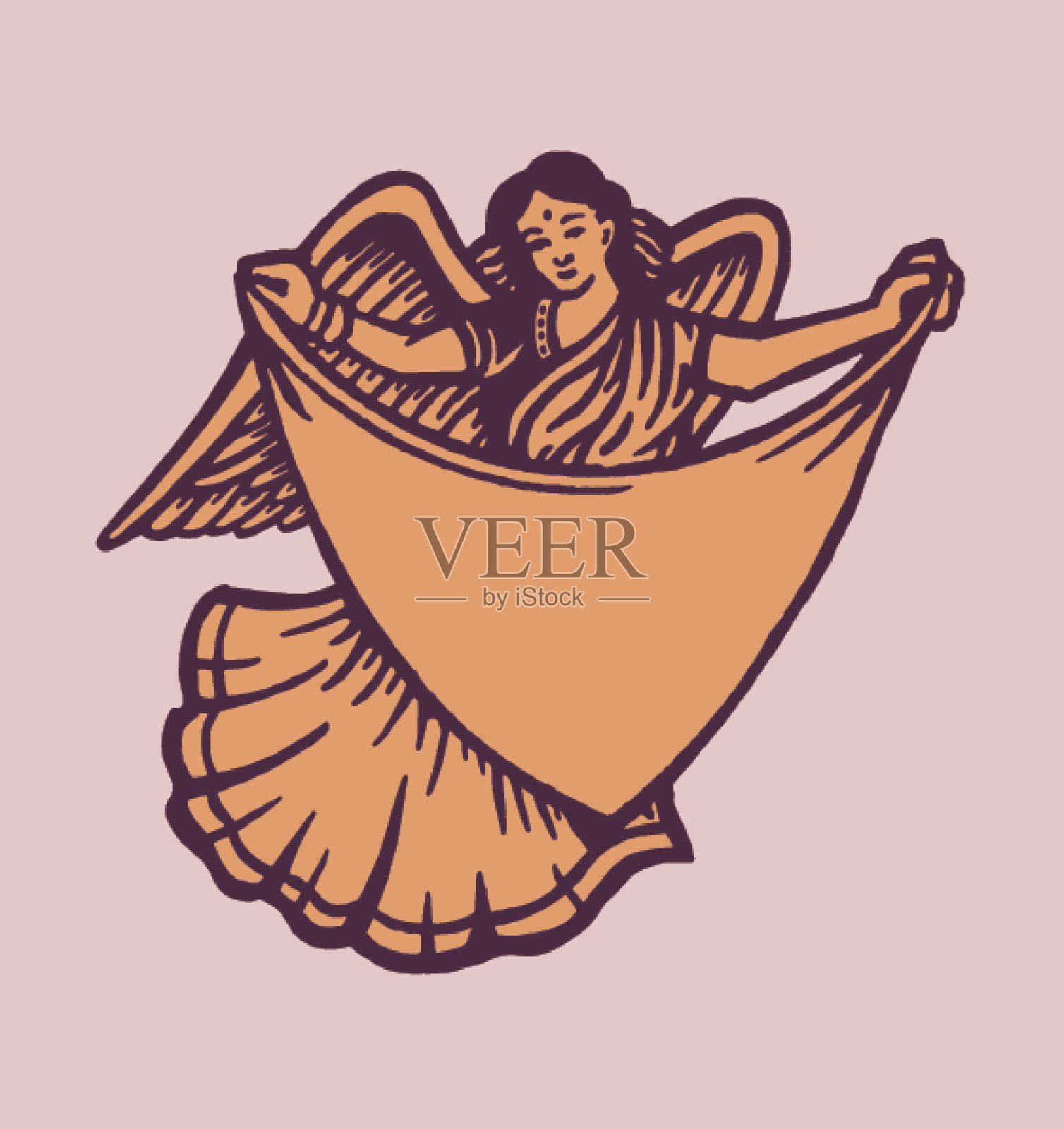 拿着围巾的天使插画图片素材