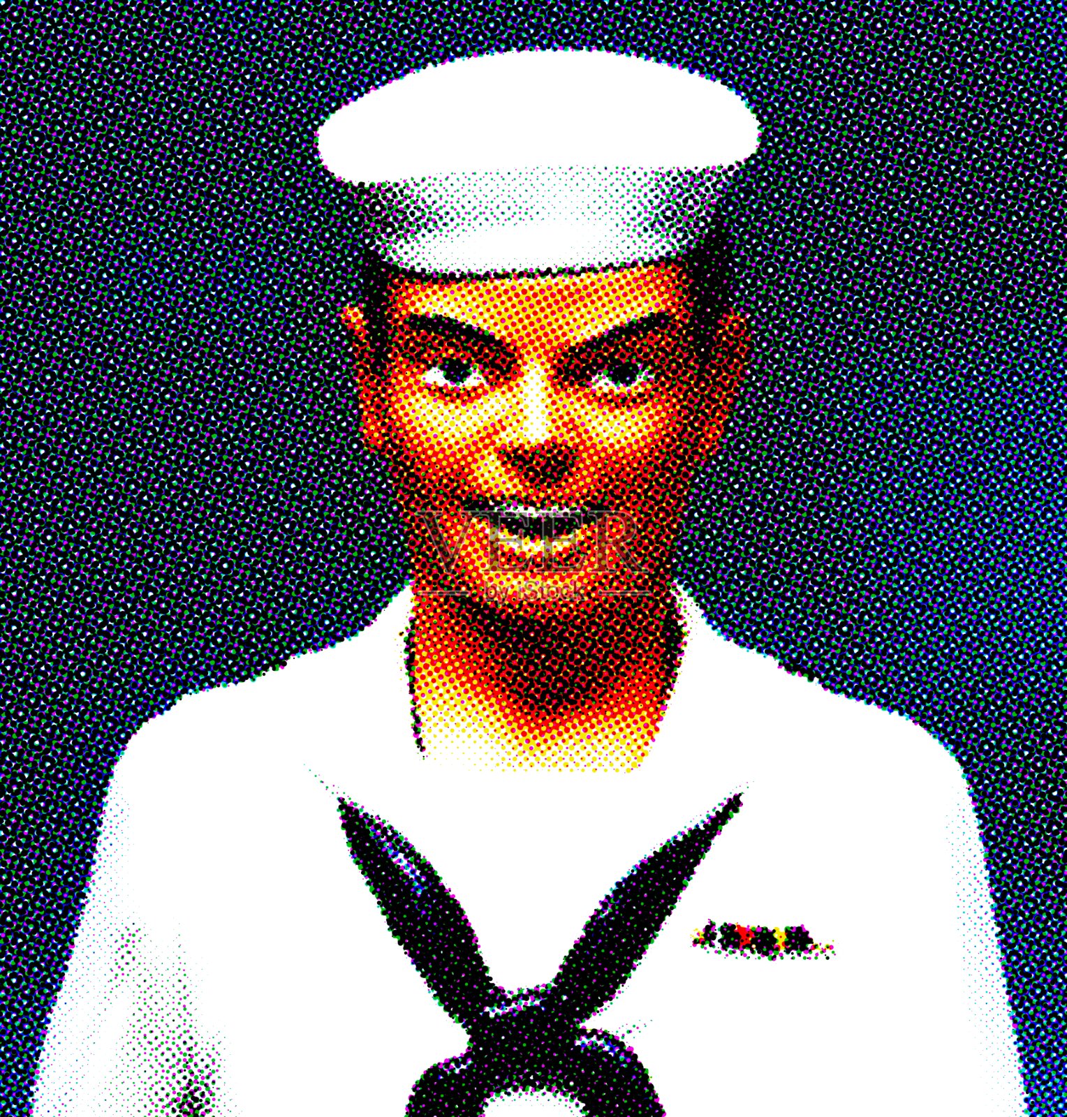 深色头发的水手插画图片素材