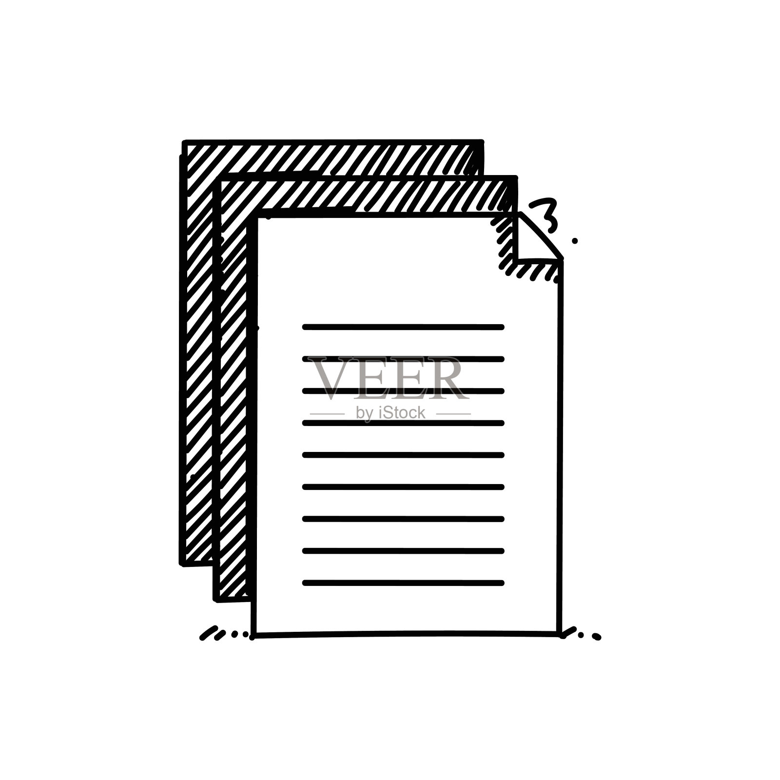 文档线图标,草图设计,像素完美,可编辑笔画。纸,报纸,文书工作。插画图片素材