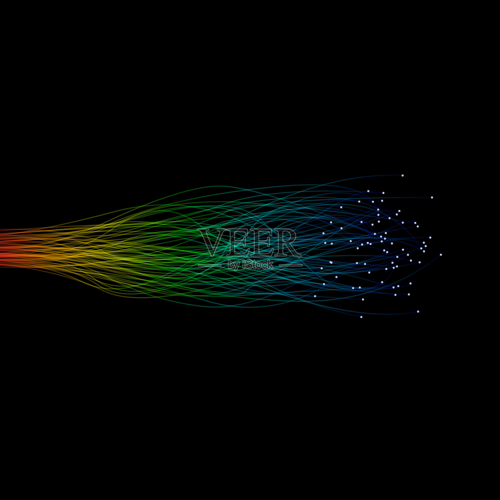 彩虹色光纤,末端发光插画图片素材