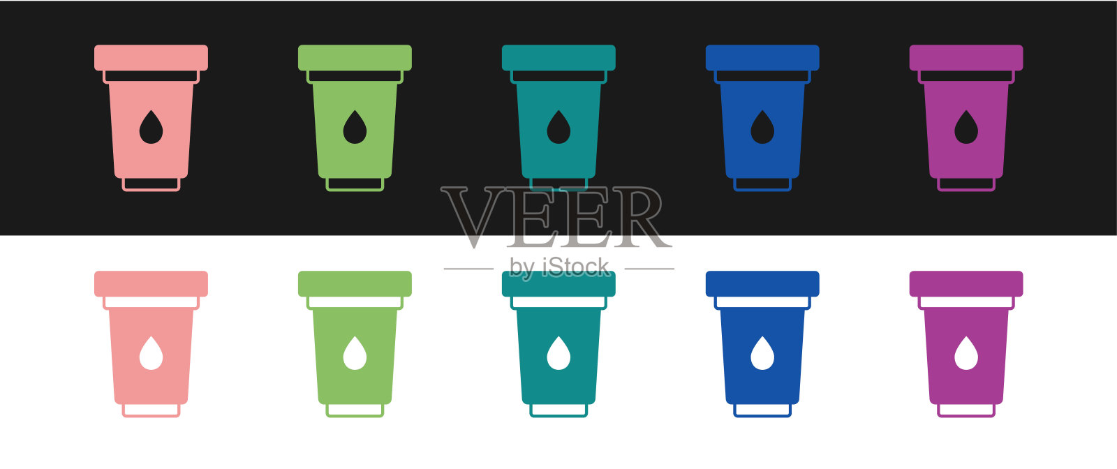 设置水过滤器墨盒图标隔离在黑白背景。向量图标素材