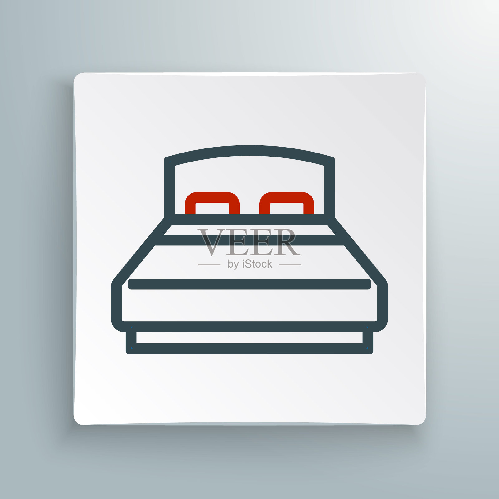 线大床的两个或一个人的图标孤立的白色背景。色彩缤纷的轮廓概念。向量图标素材