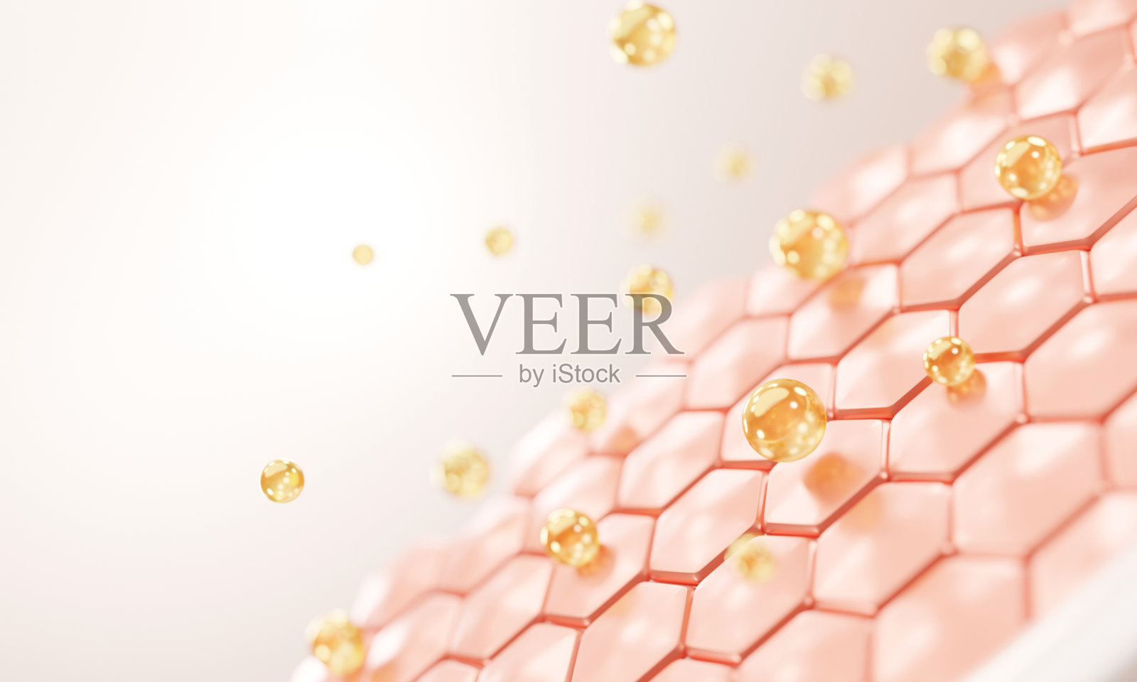 三维胶原皮肤血清和维生素插图分离在软颜色背景。库存图片照片摄影图片