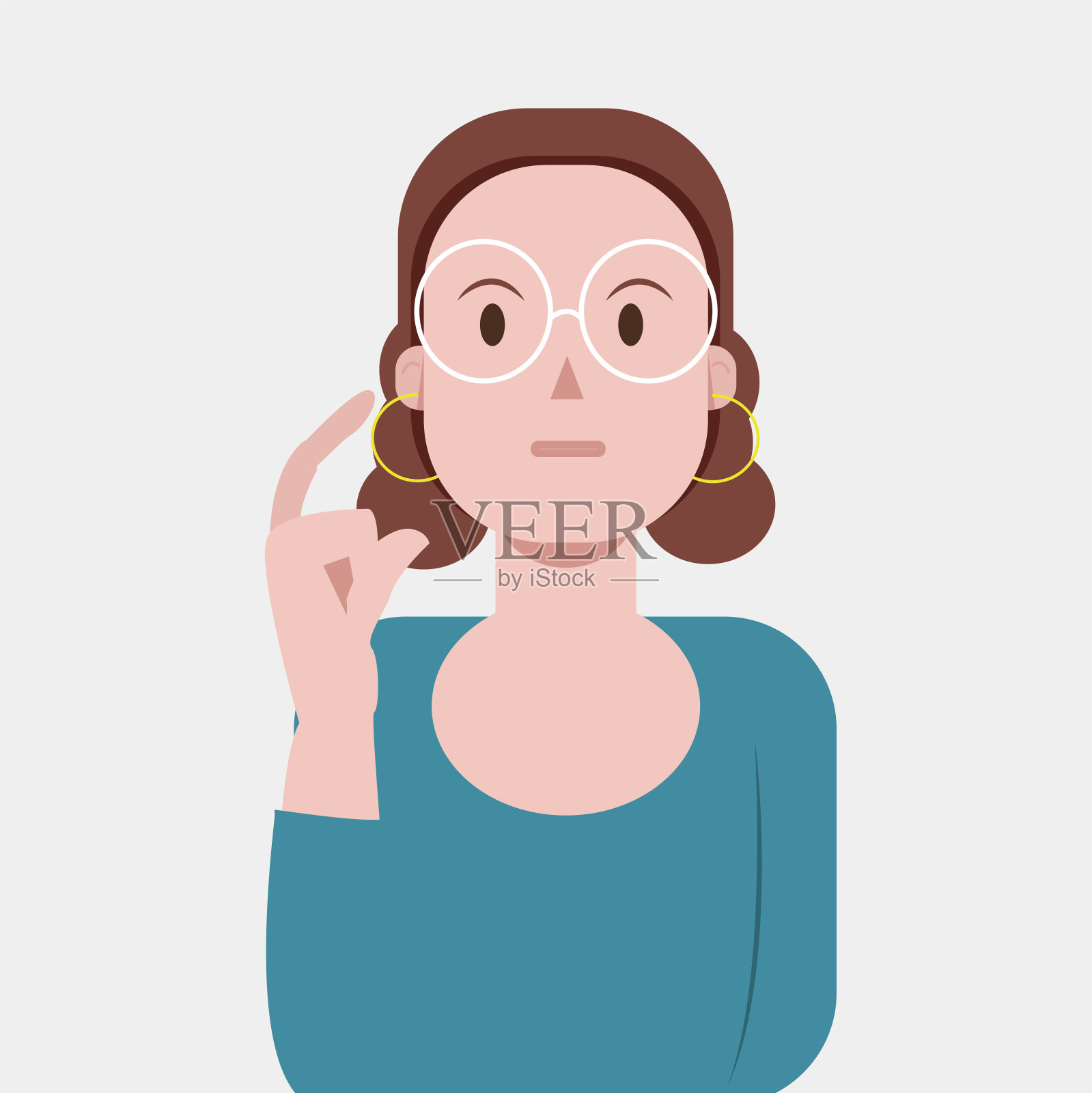 一个年轻的女人,她被问题所困扰,她的思想和思考这个问题矢量图。插画图片素材