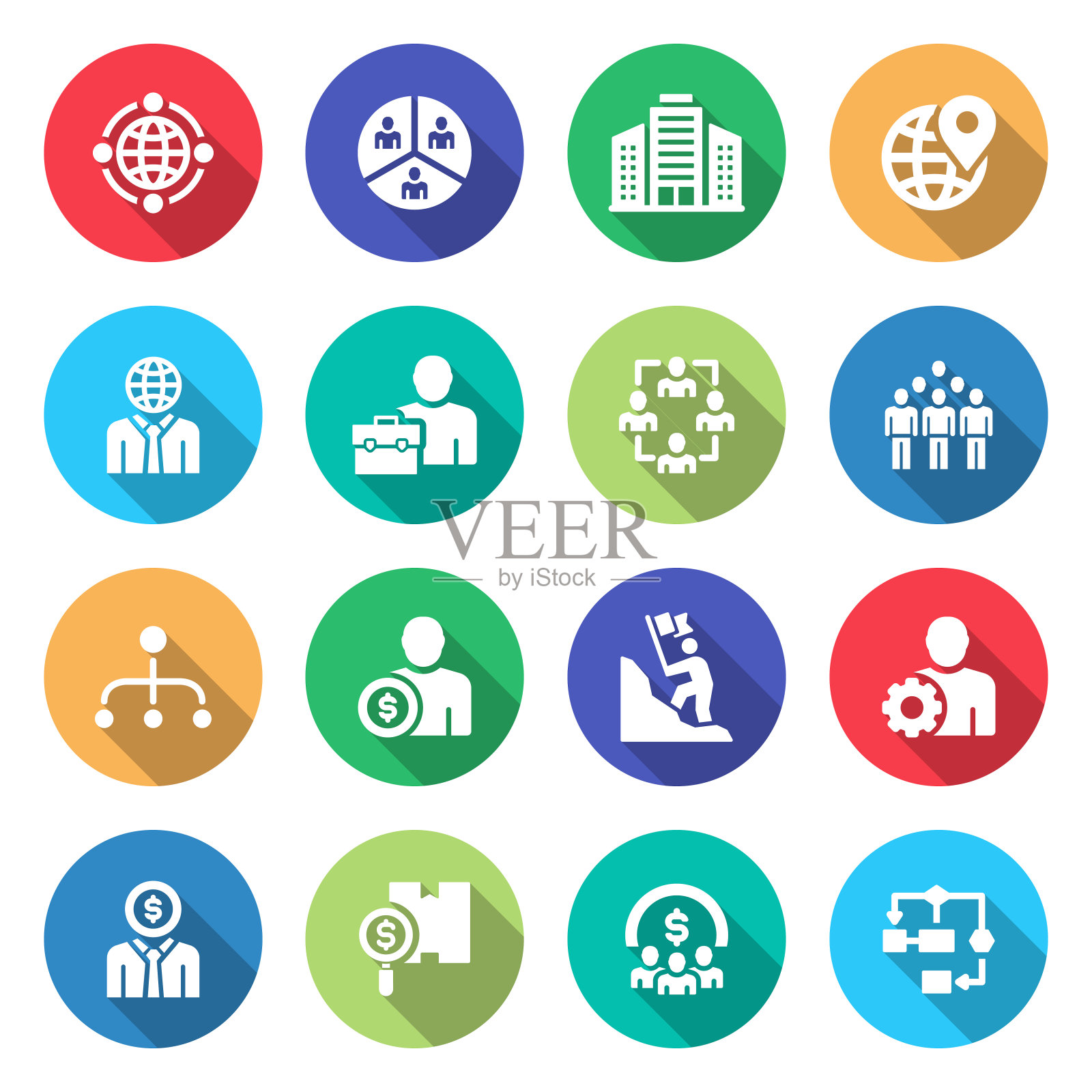 简单的公司结构相关的矢量平面图标集。符号集合。图标素材